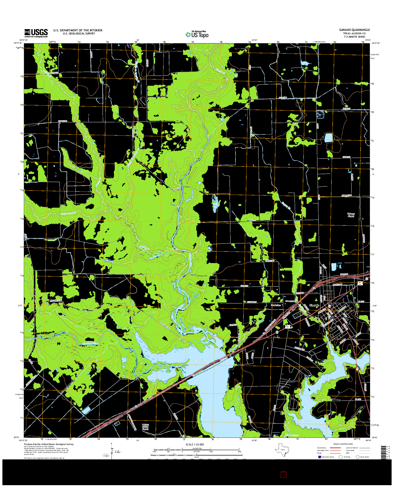 USGS US TOPO 7.5-MINUTE MAP FOR GANADO, TX 2016