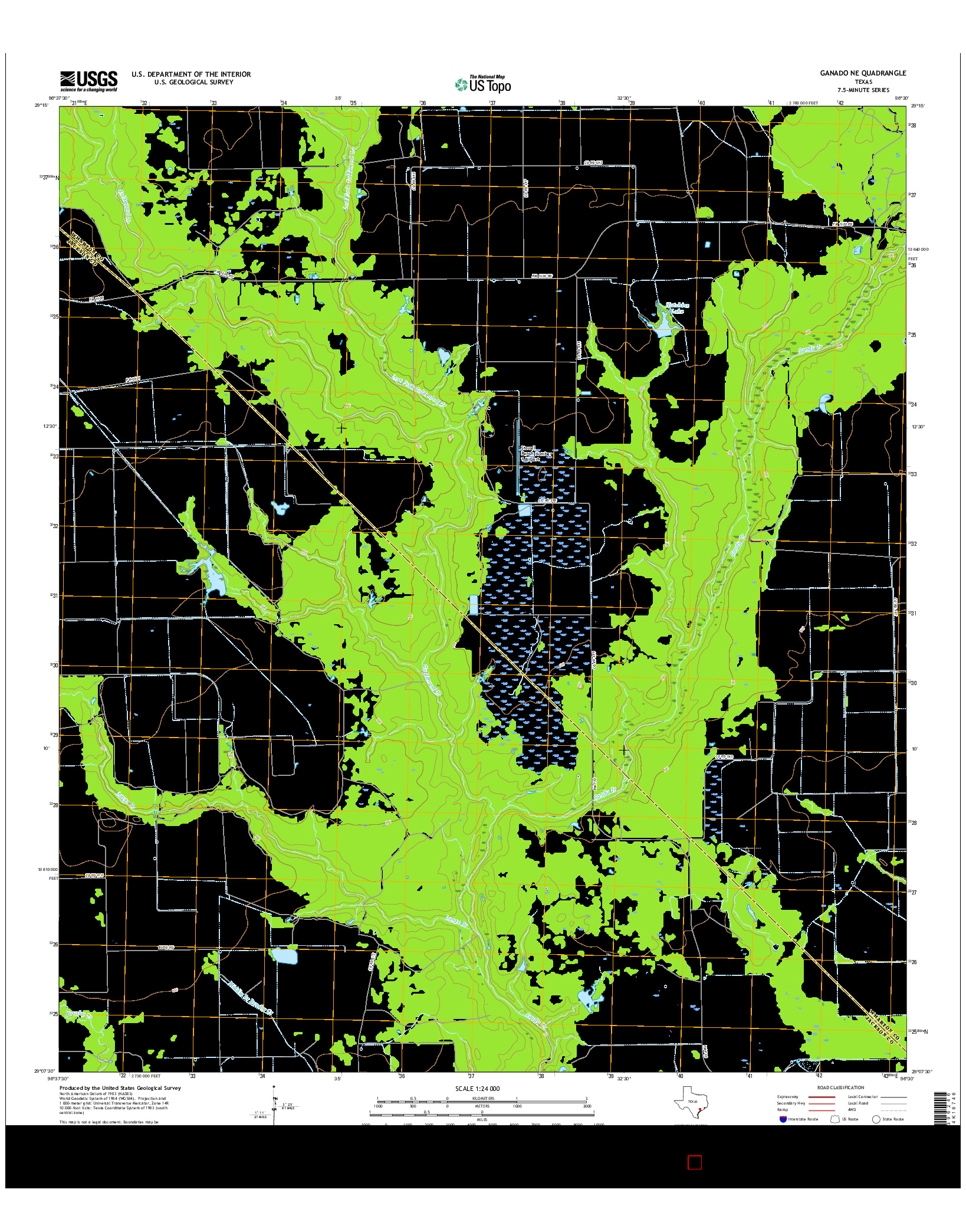 USGS US TOPO 7.5-MINUTE MAP FOR GANADO NE, TX 2016