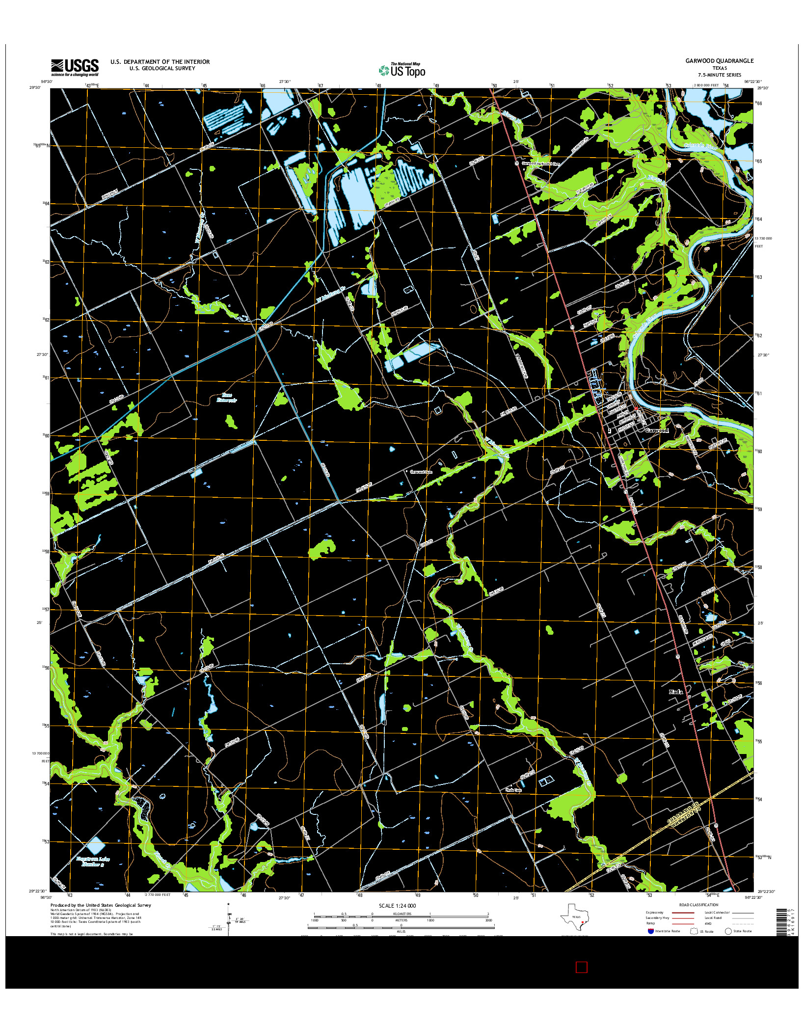 USGS US TOPO 7.5-MINUTE MAP FOR GARWOOD, TX 2016