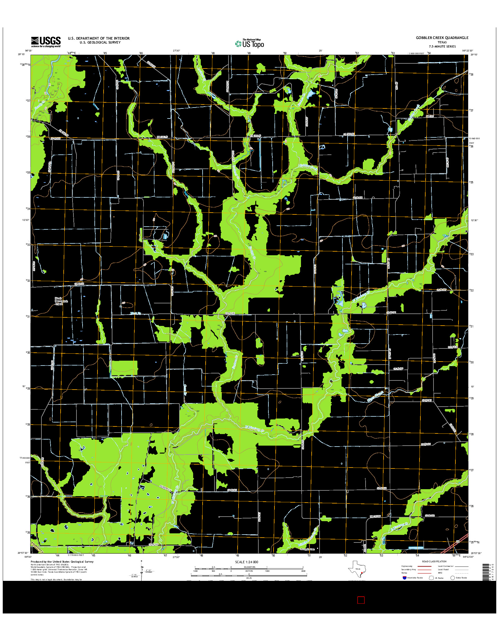 USGS US TOPO 7.5-MINUTE MAP FOR GOBBLER CREEK, TX 2016