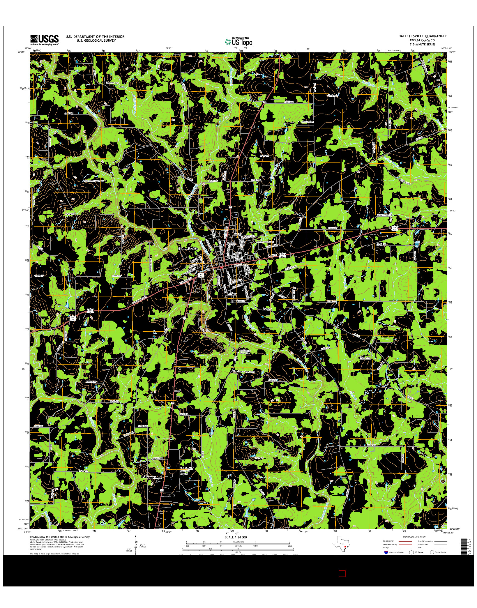 USGS US TOPO 7.5-MINUTE MAP FOR HALLETTSVILLE, TX 2016