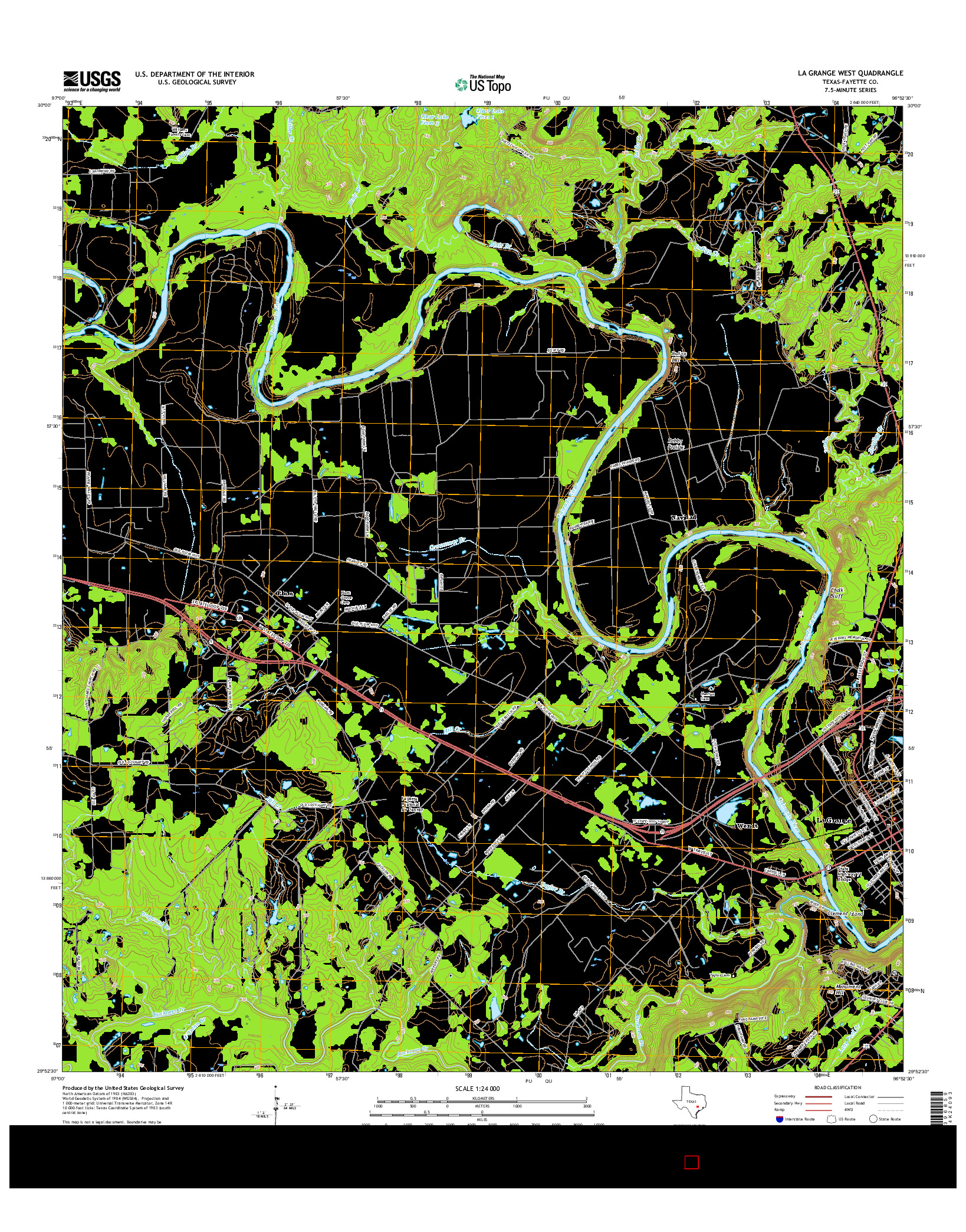 USGS US TOPO 7.5-MINUTE MAP FOR LA GRANGE WEST, TX 2016