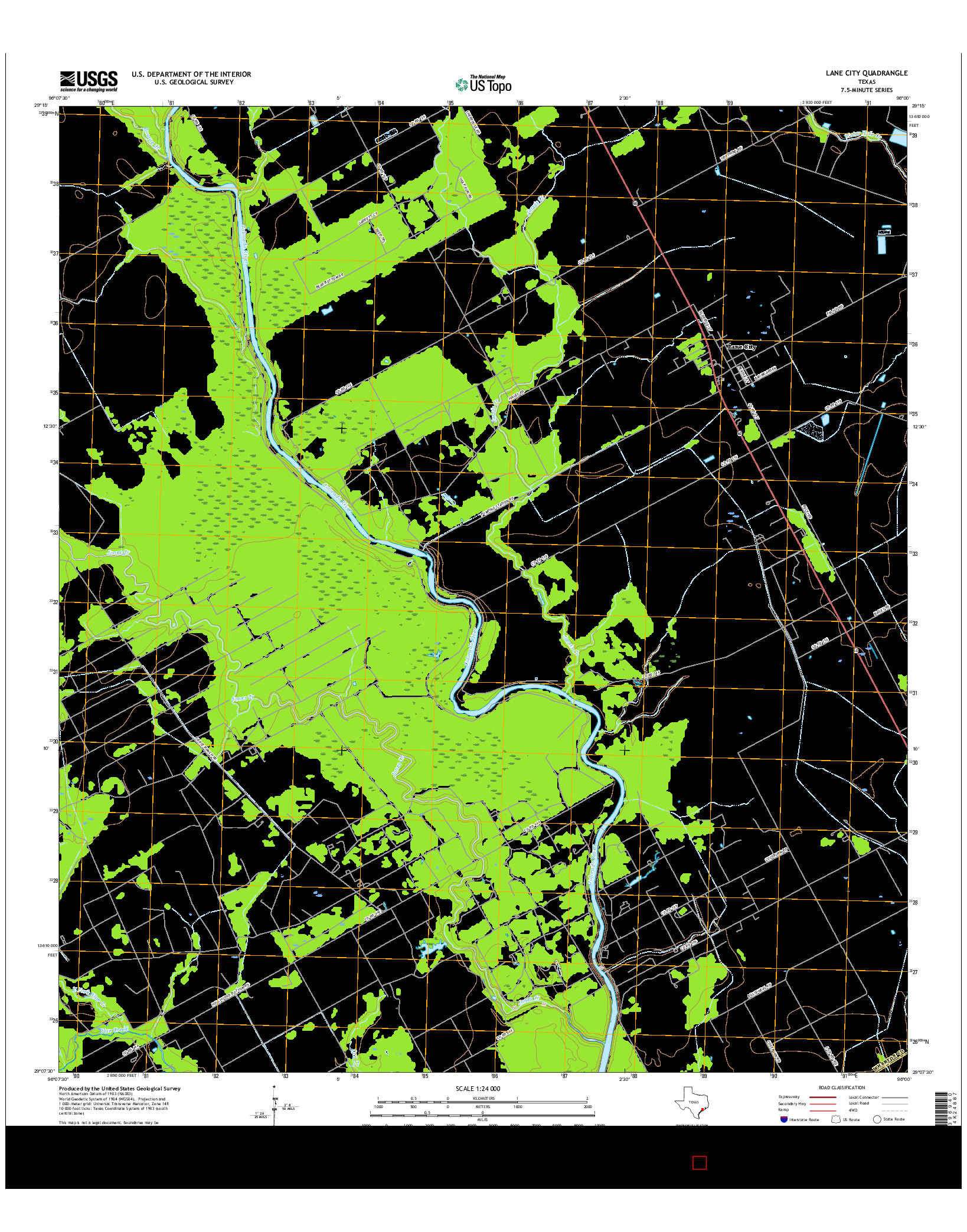USGS US TOPO 7.5-MINUTE MAP FOR LANE CITY, TX 2016