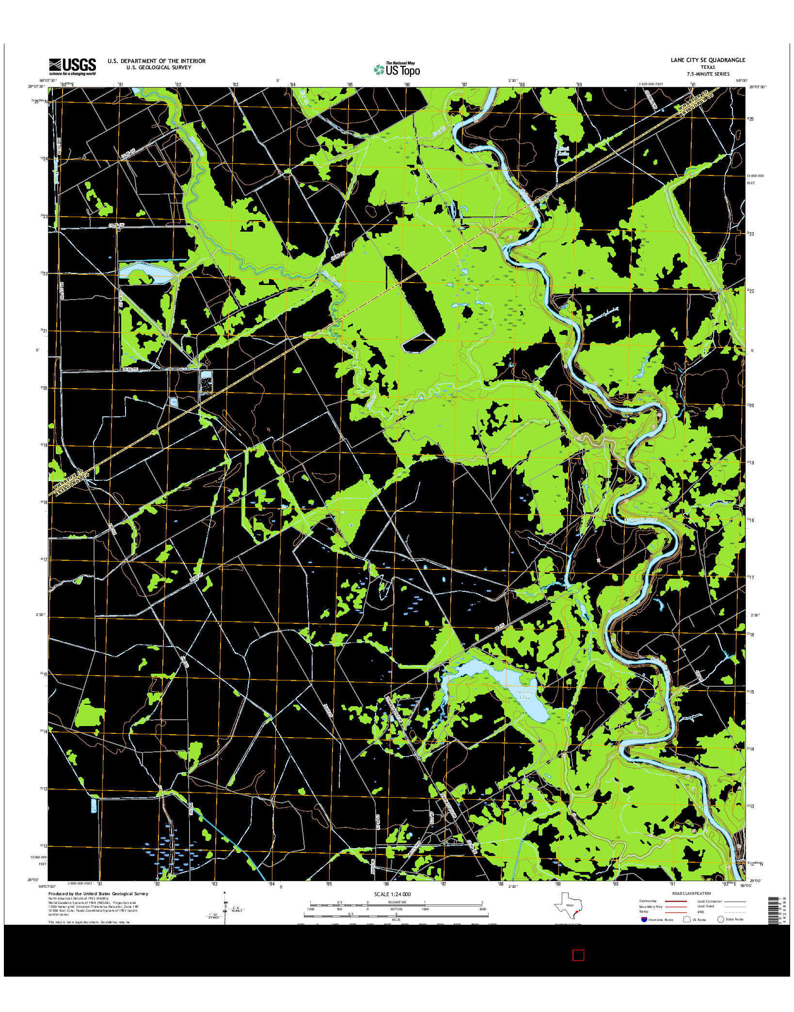 USGS US TOPO 7.5-MINUTE MAP FOR LANE CITY SE, TX 2016