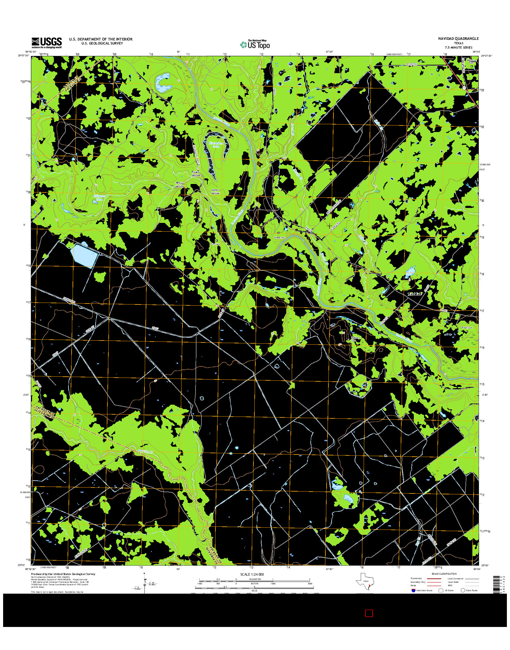 USGS US TOPO 7.5-MINUTE MAP FOR NAVIDAD, TX 2016