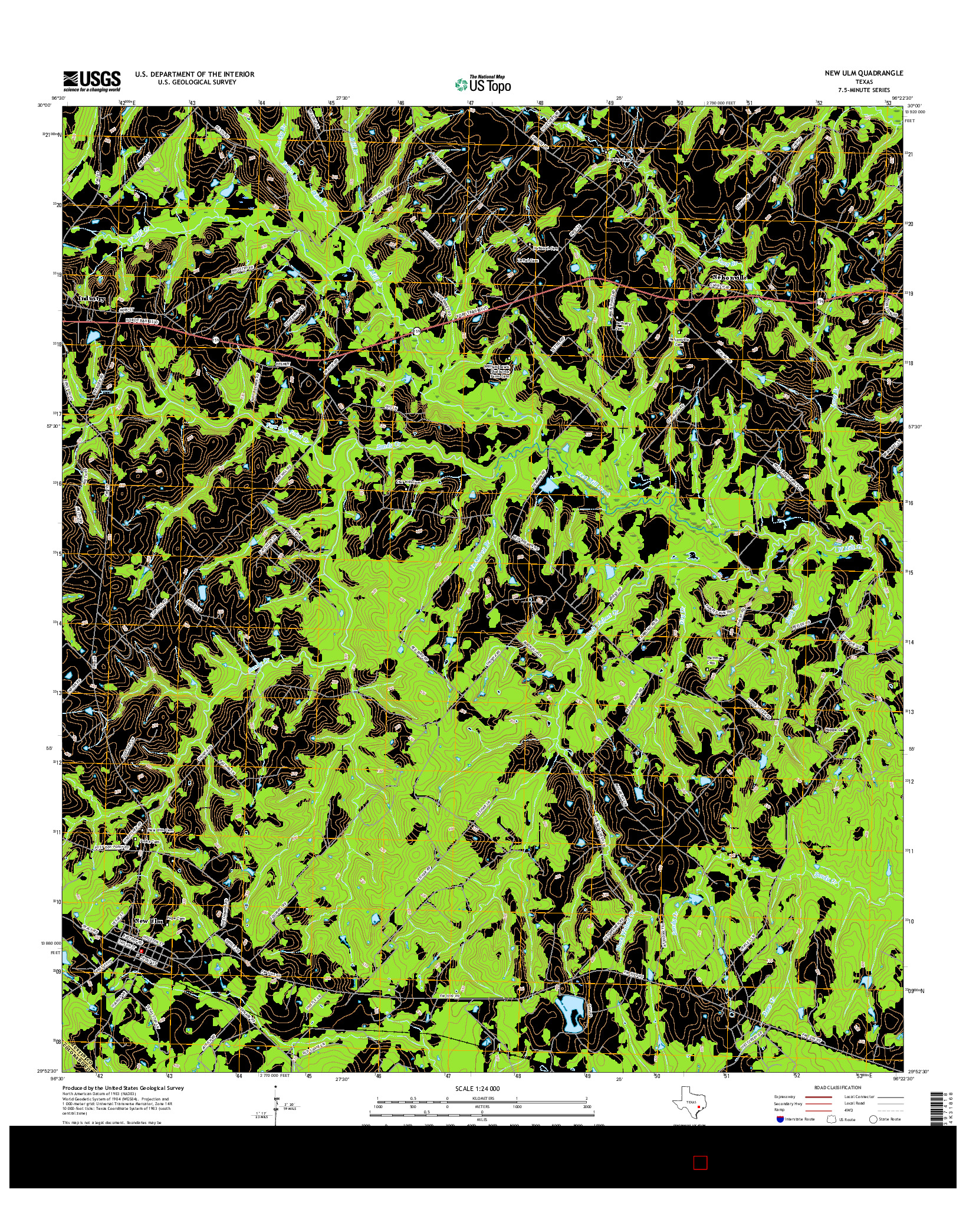 USGS US TOPO 7.5-MINUTE MAP FOR NEW ULM, TX 2016