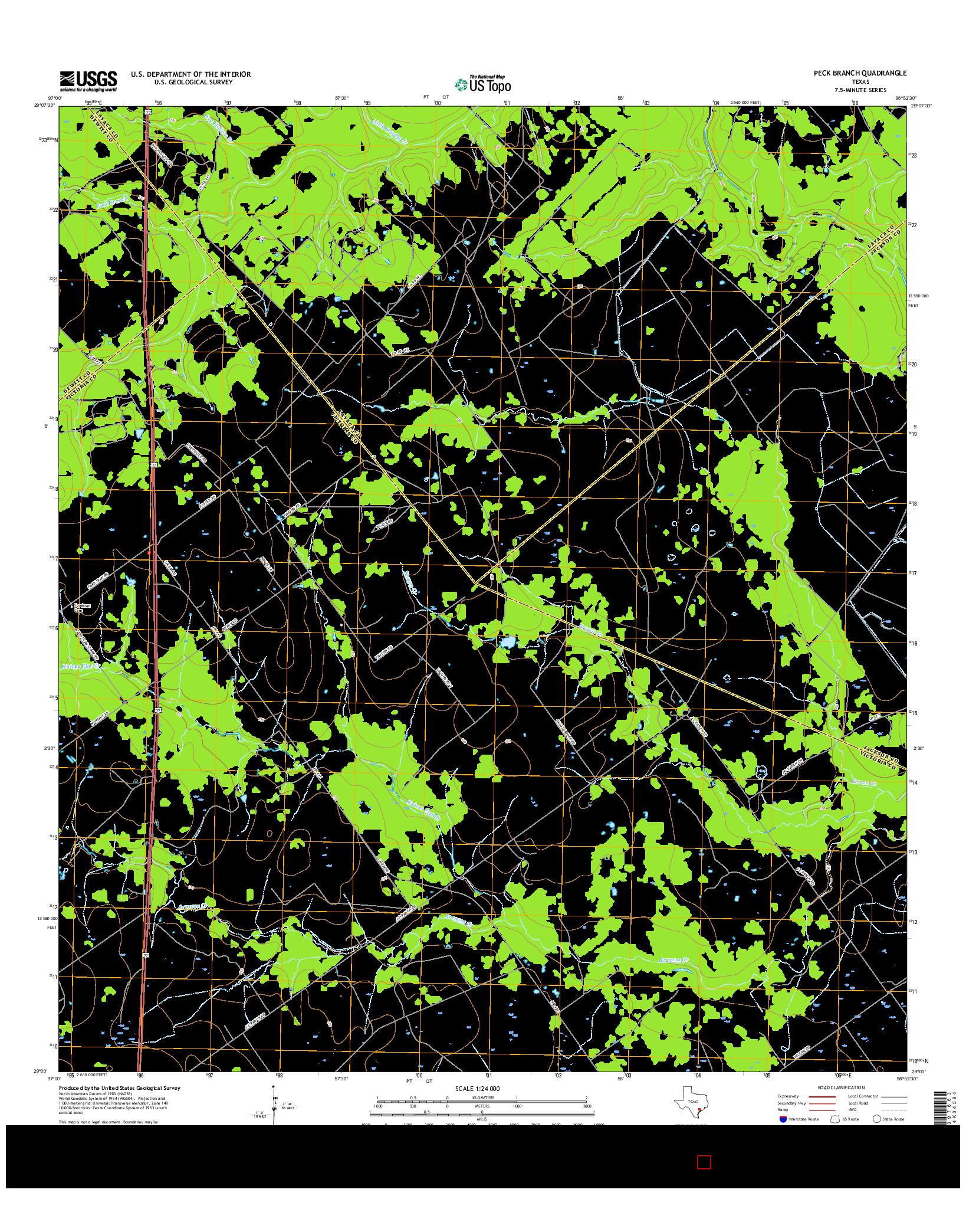 USGS US TOPO 7.5-MINUTE MAP FOR PECK BRANCH, TX 2016