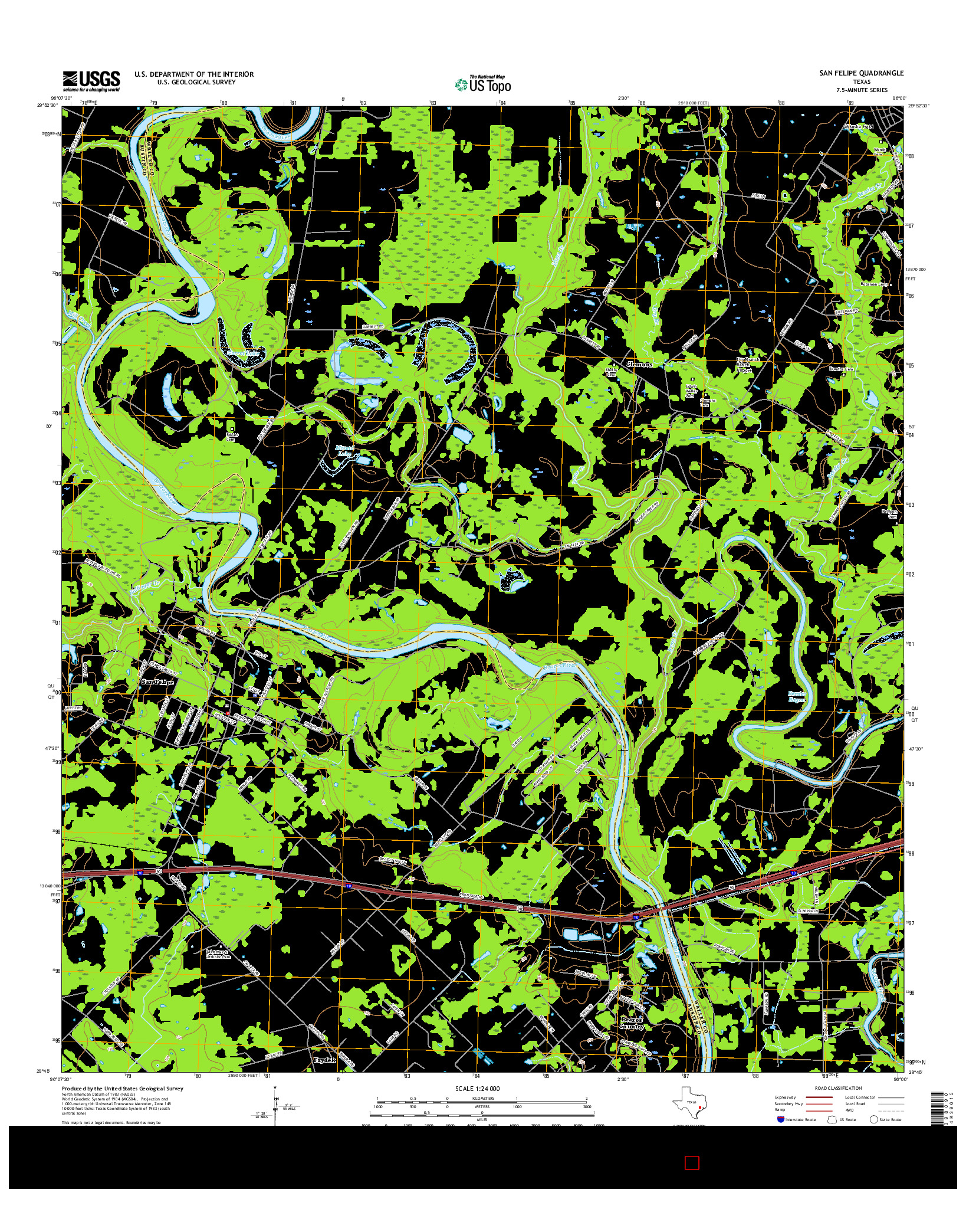 USGS US TOPO 7.5-MINUTE MAP FOR SAN FELIPE, TX 2016