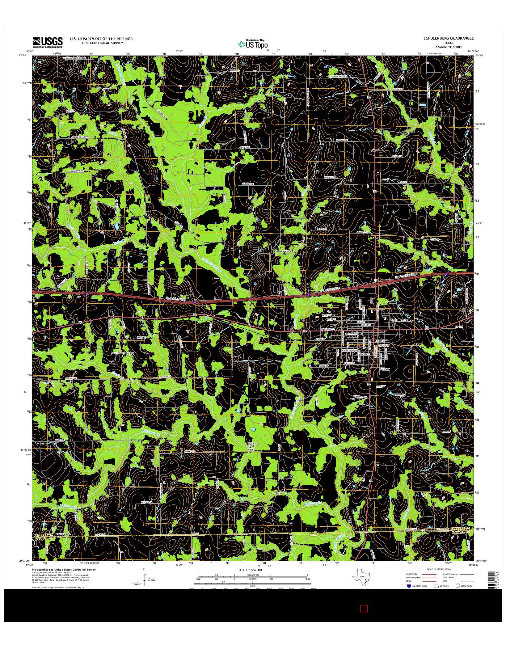 USGS US TOPO 7.5-MINUTE MAP FOR SCHULENBURG, TX 2016