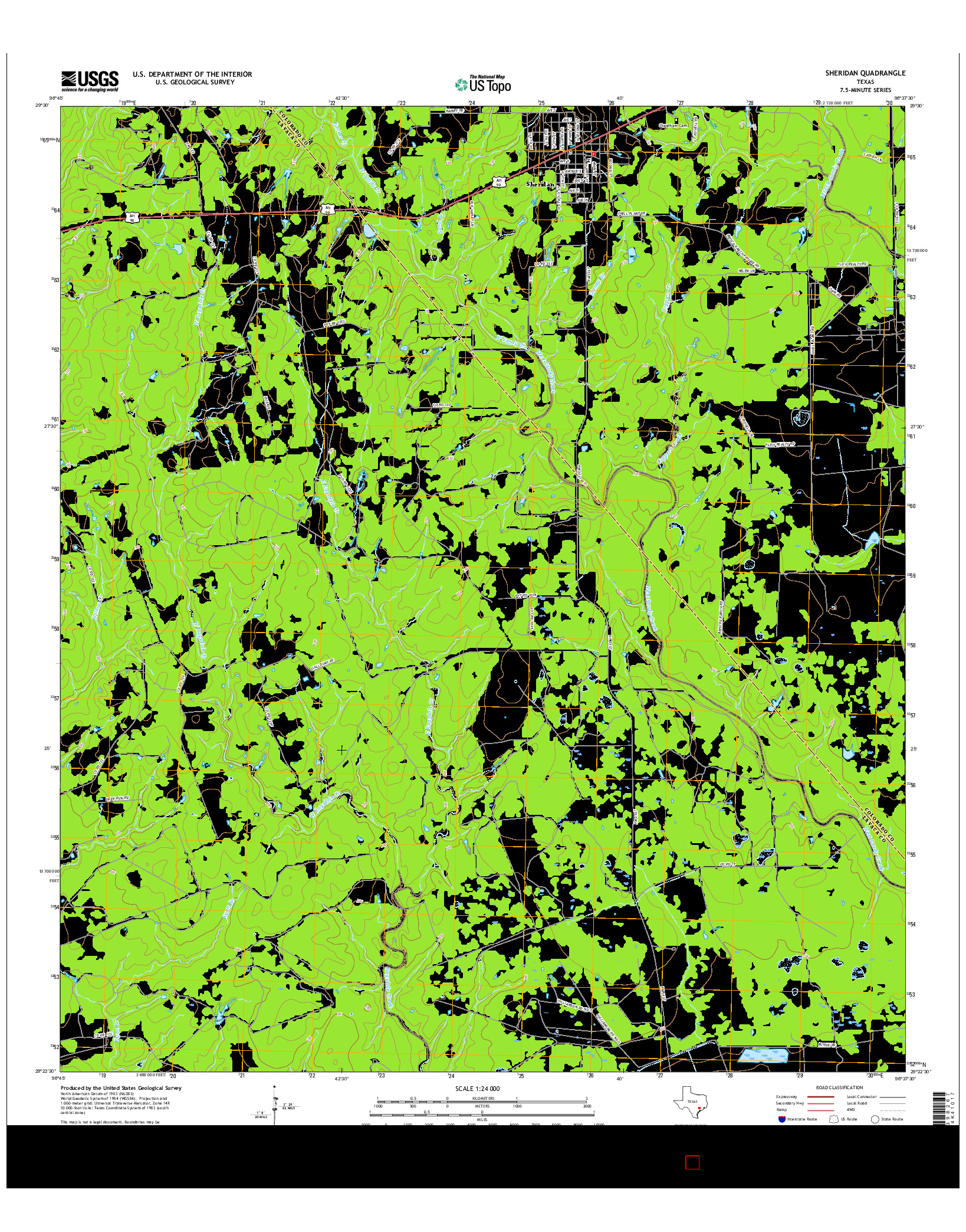 USGS US TOPO 7.5-MINUTE MAP FOR SHERIDAN, TX 2016