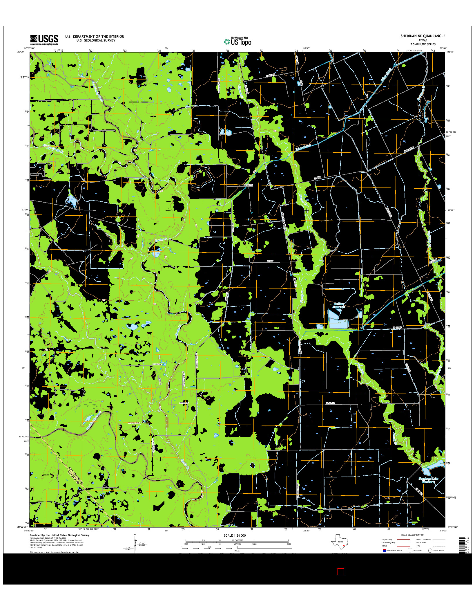USGS US TOPO 7.5-MINUTE MAP FOR SHERIDAN NE, TX 2016
