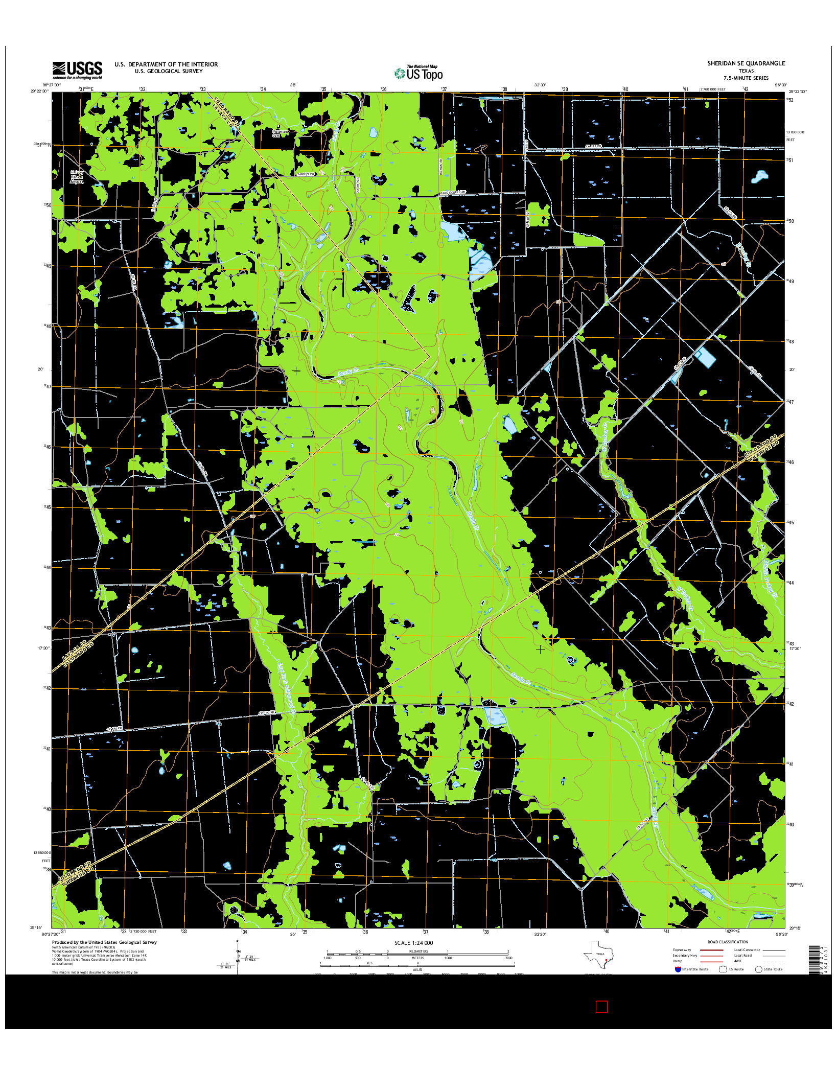 USGS US TOPO 7.5-MINUTE MAP FOR SHERIDAN SE, TX 2016