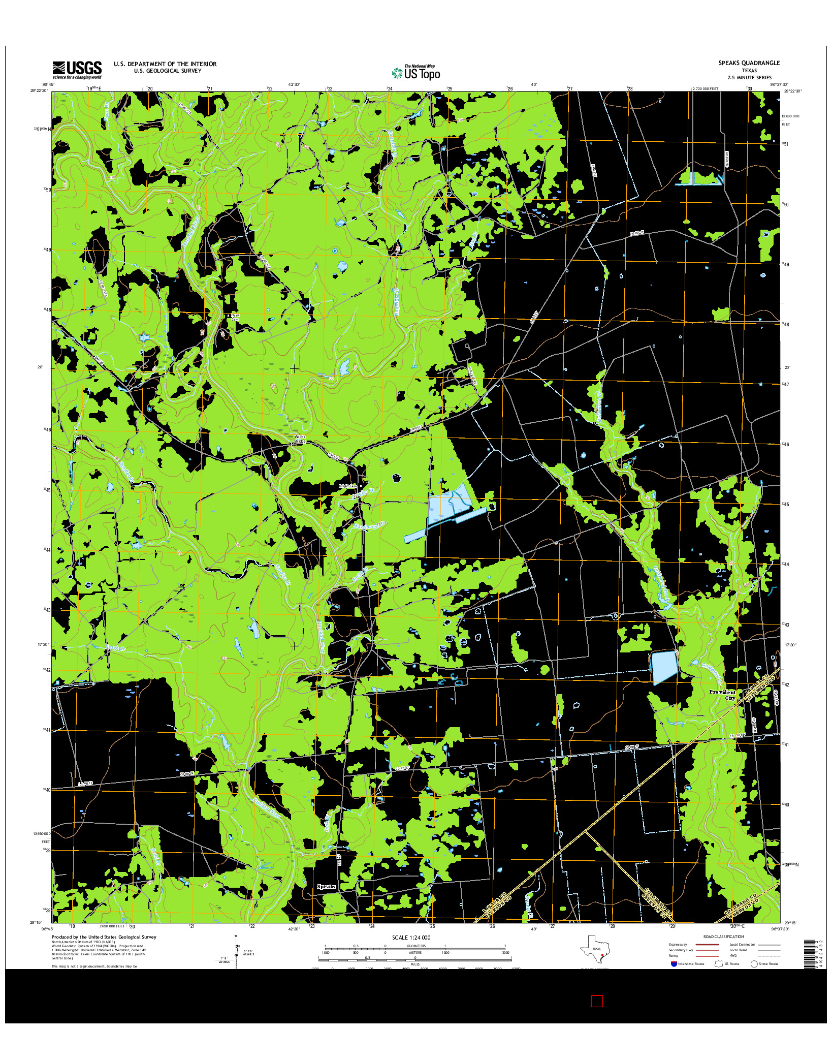 USGS US TOPO 7.5-MINUTE MAP FOR SPEAKS, TX 2016