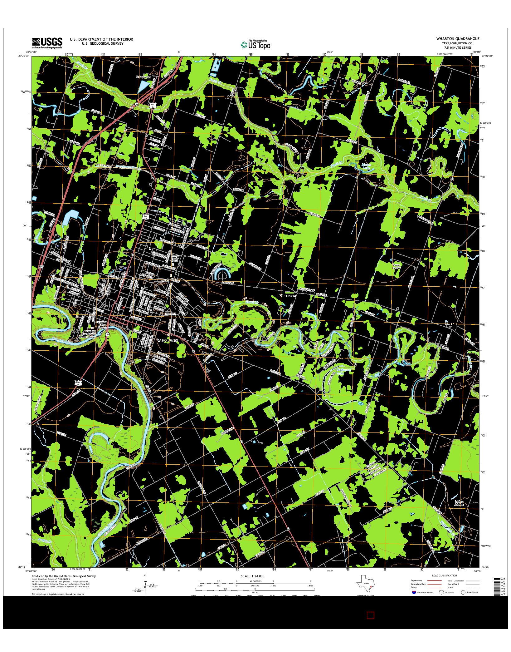 USGS US TOPO 7.5-MINUTE MAP FOR WHARTON, TX 2016