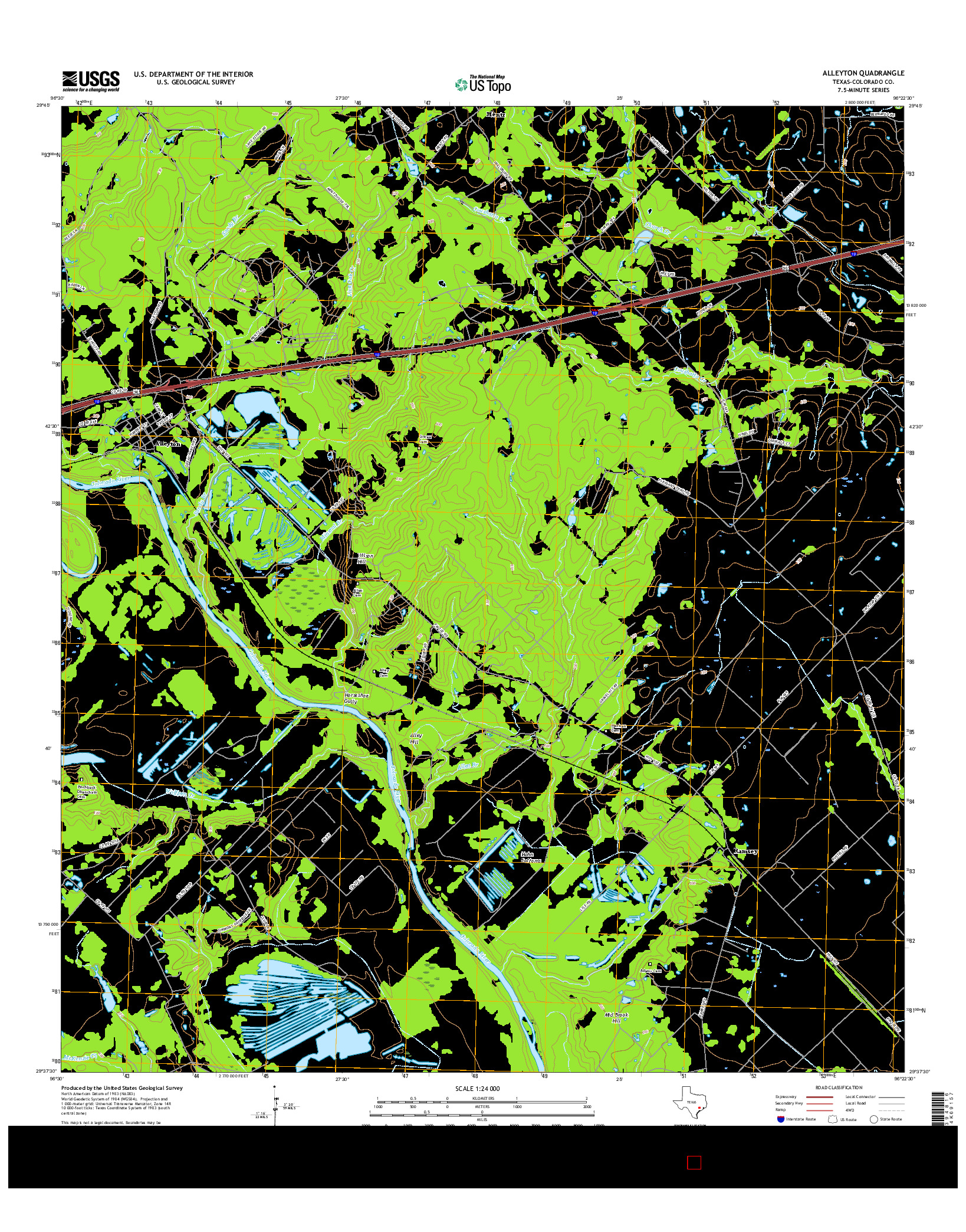 USGS US TOPO 7.5-MINUTE MAP FOR ALLEYTON, TX 2016