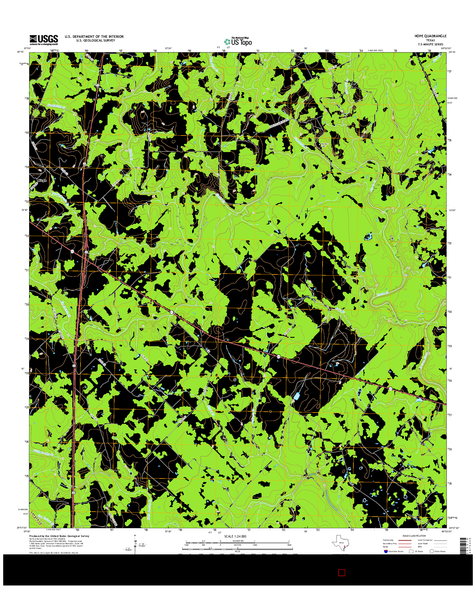 USGS US TOPO 7.5-MINUTE MAP FOR HOPE, TX 2016