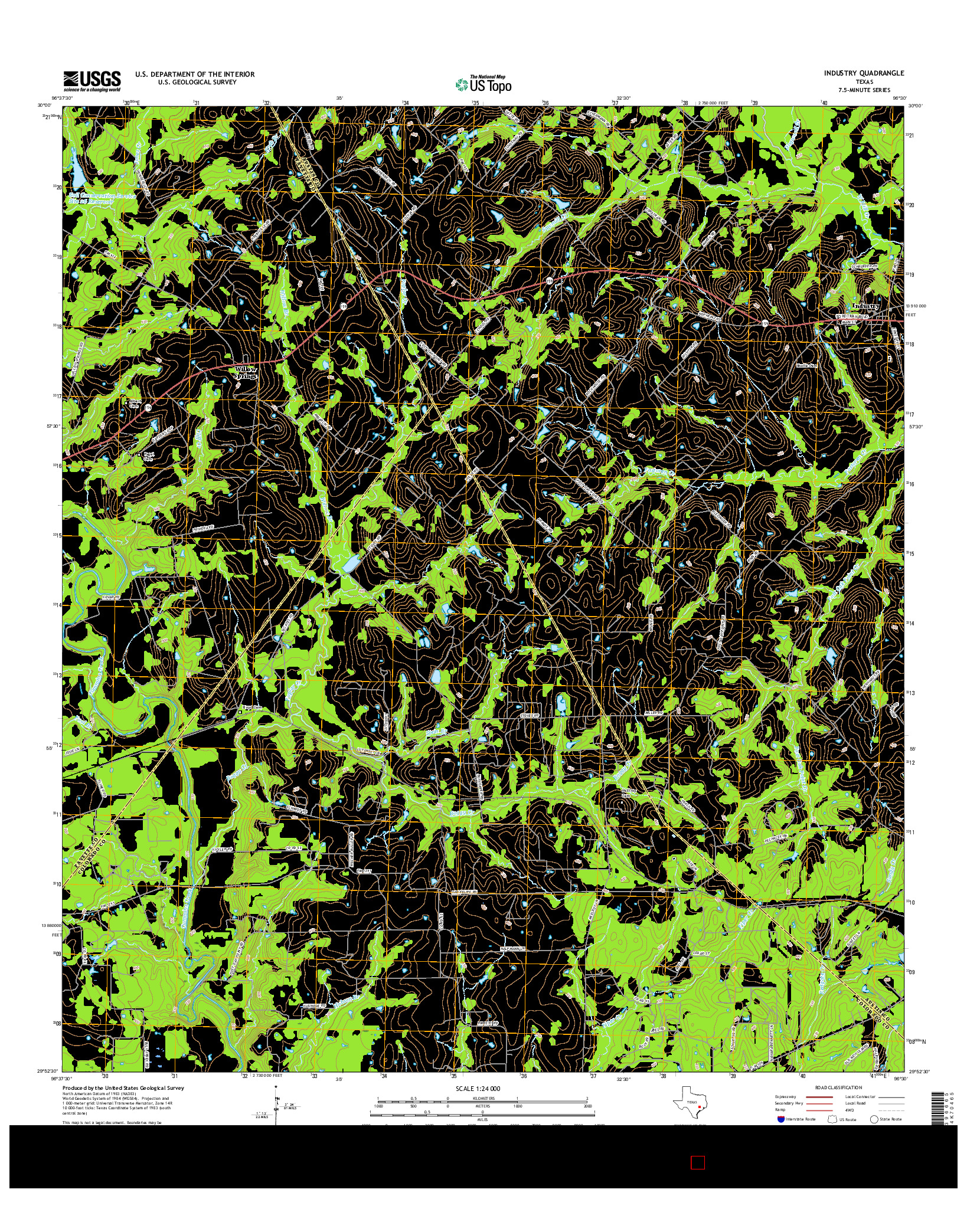 USGS US TOPO 7.5-MINUTE MAP FOR INDUSTRY, TX 2016