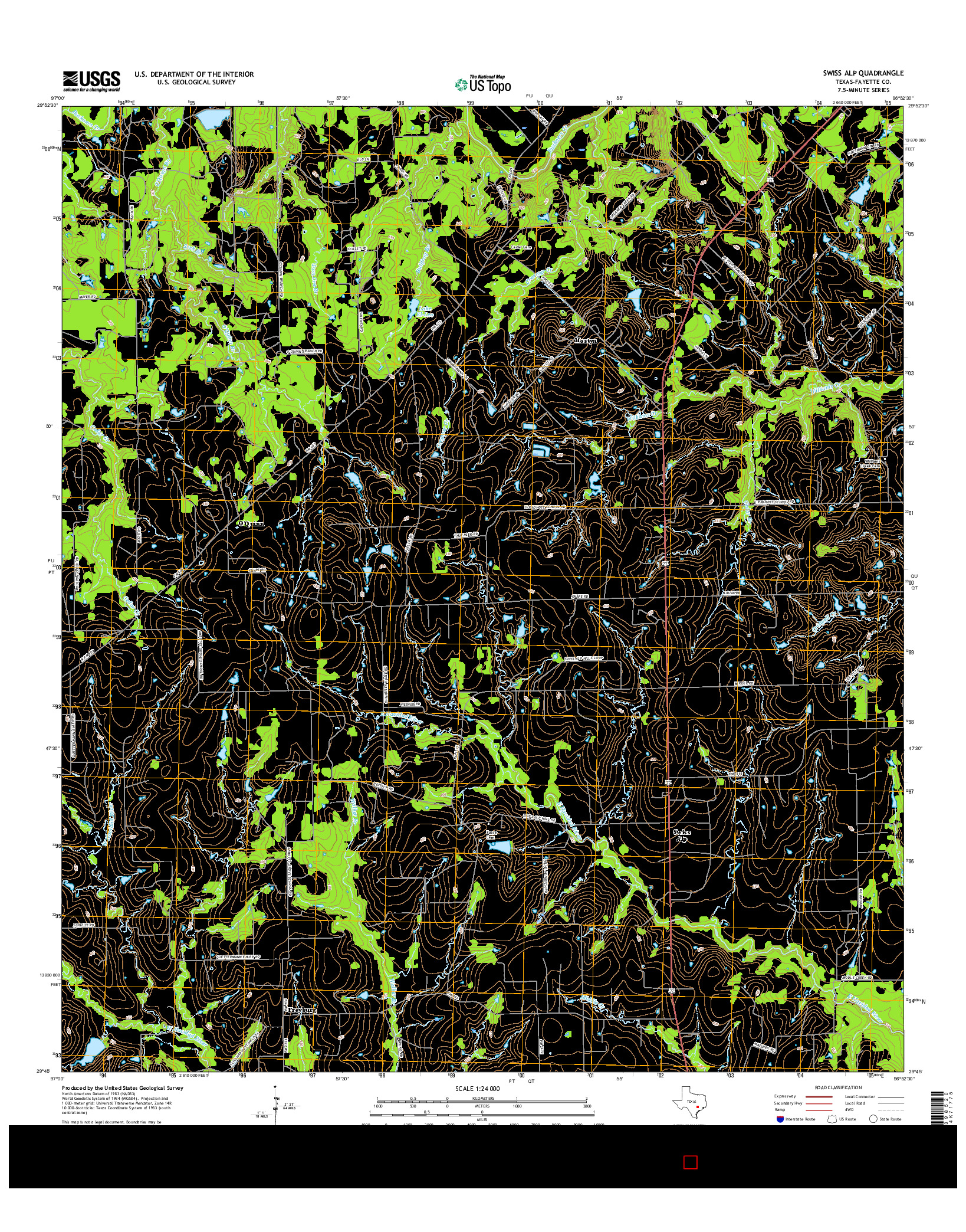 USGS US TOPO 7.5-MINUTE MAP FOR SWISS ALP, TX 2016