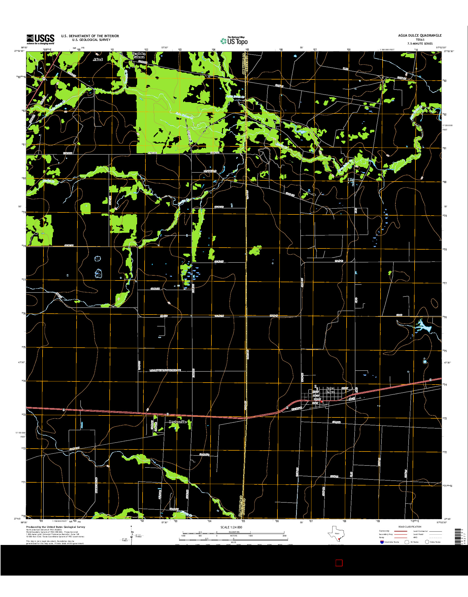 USGS US TOPO 7.5-MINUTE MAP FOR AGUA DULCE, TX 2016