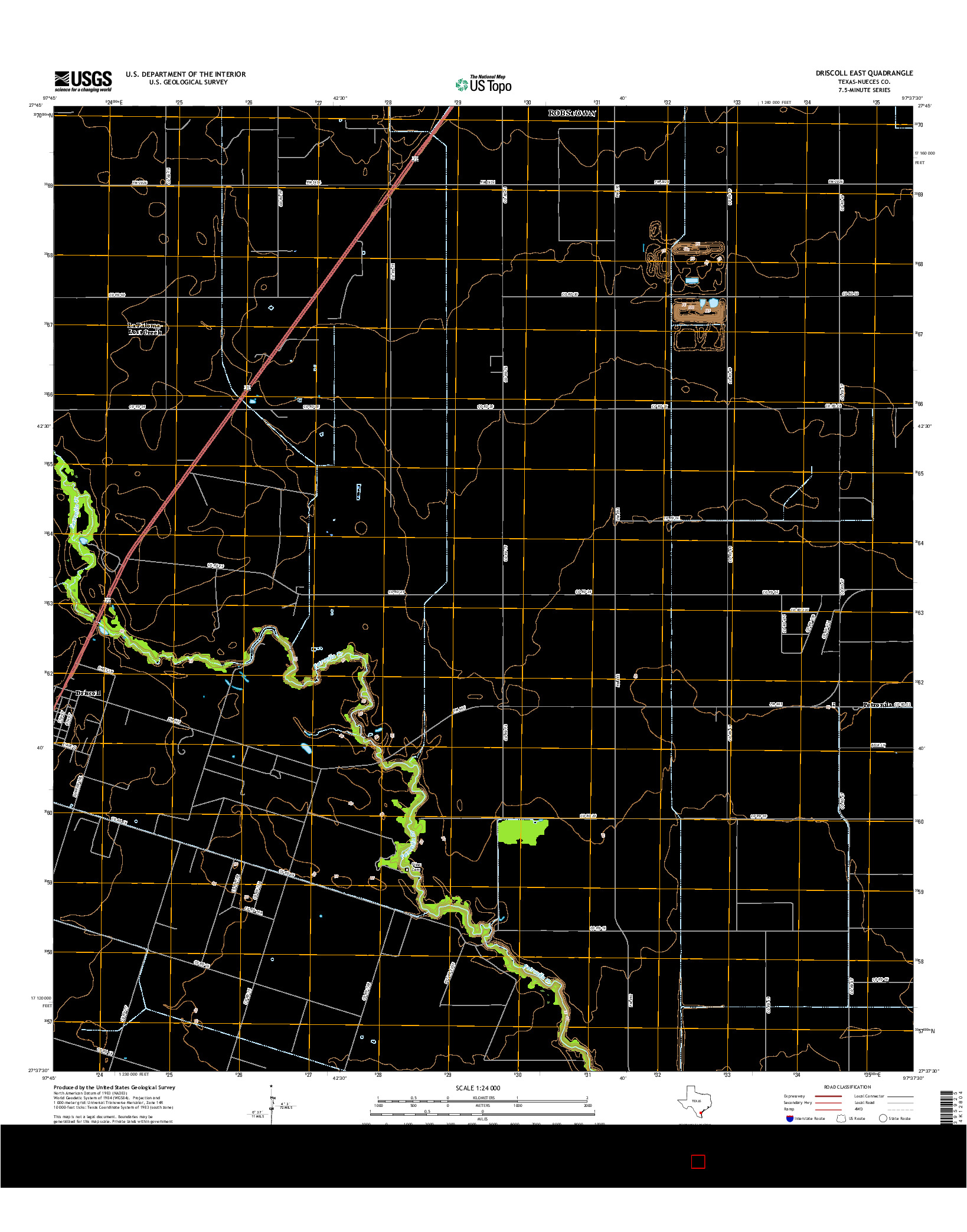 USGS US TOPO 7.5-MINUTE MAP FOR DRISCOLL EAST, TX 2016