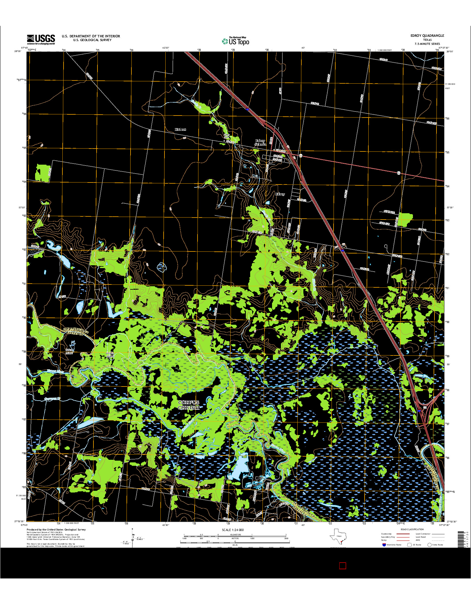USGS US TOPO 7.5-MINUTE MAP FOR EDROY, TX 2016