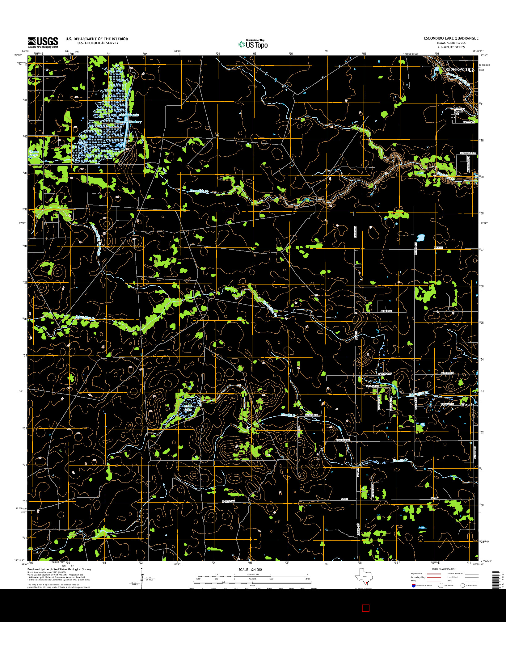 USGS US TOPO 7.5-MINUTE MAP FOR ESCONDIDO LAKE, TX 2016