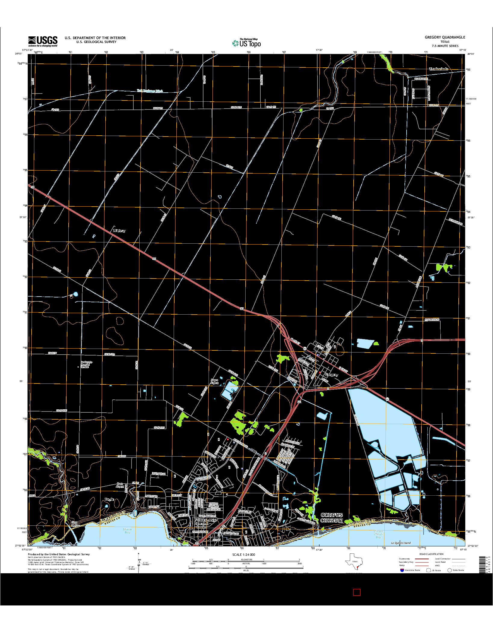 USGS US TOPO 7.5-MINUTE MAP FOR GREGORY, TX 2016