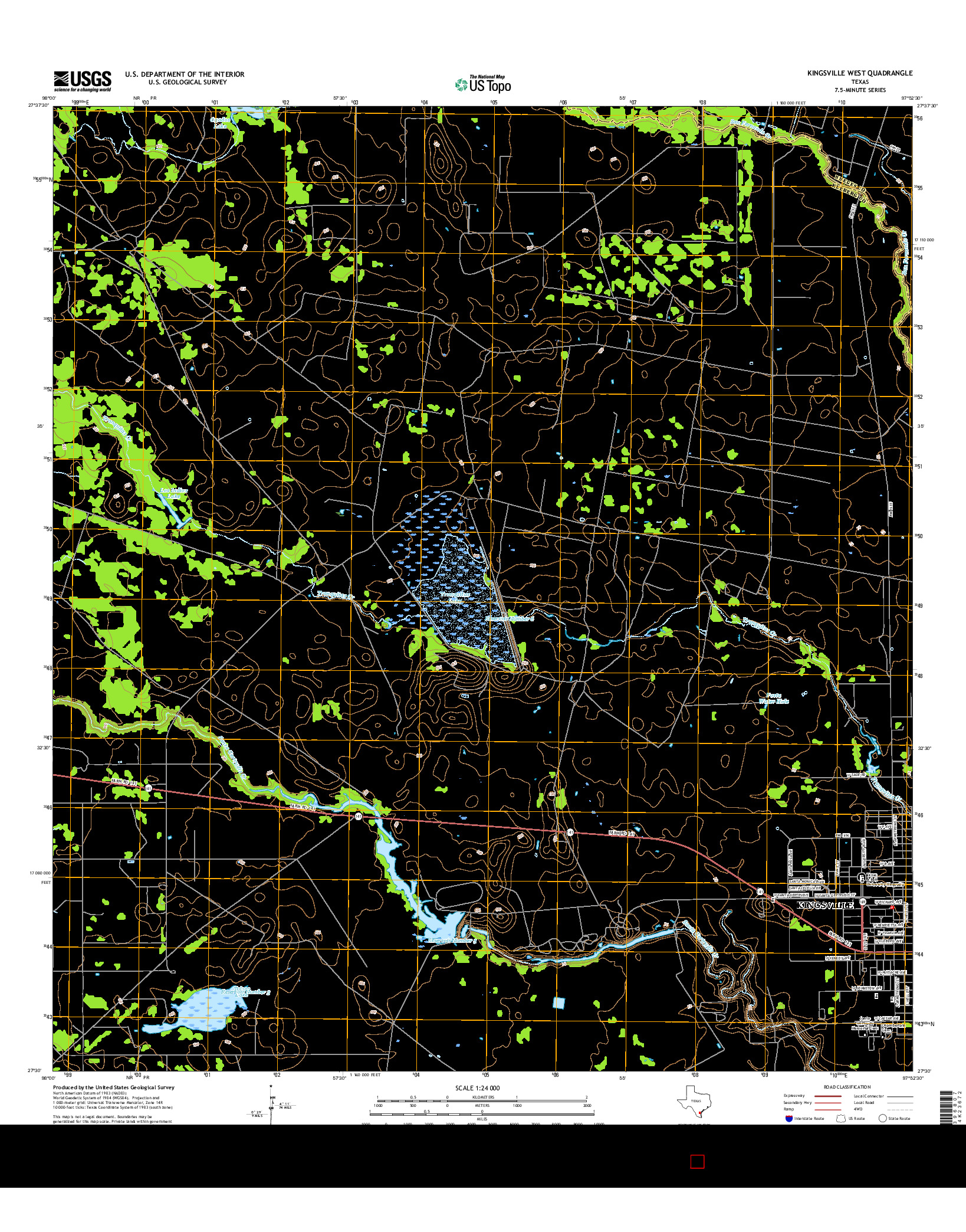 USGS US TOPO 7.5-MINUTE MAP FOR KINGSVILLE WEST, TX 2016