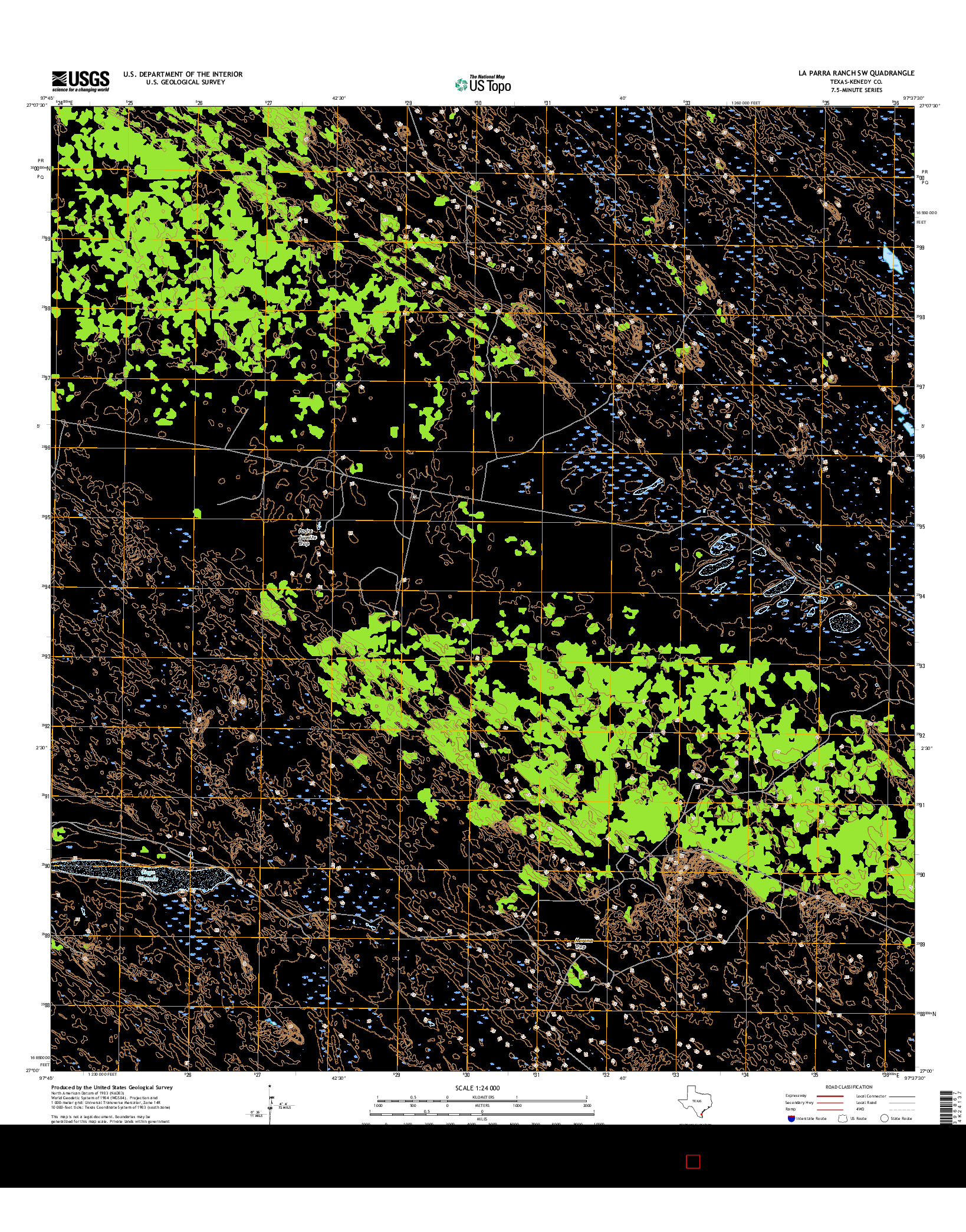 USGS US TOPO 7.5-MINUTE MAP FOR LA PARRA RANCH SW, TX 2016