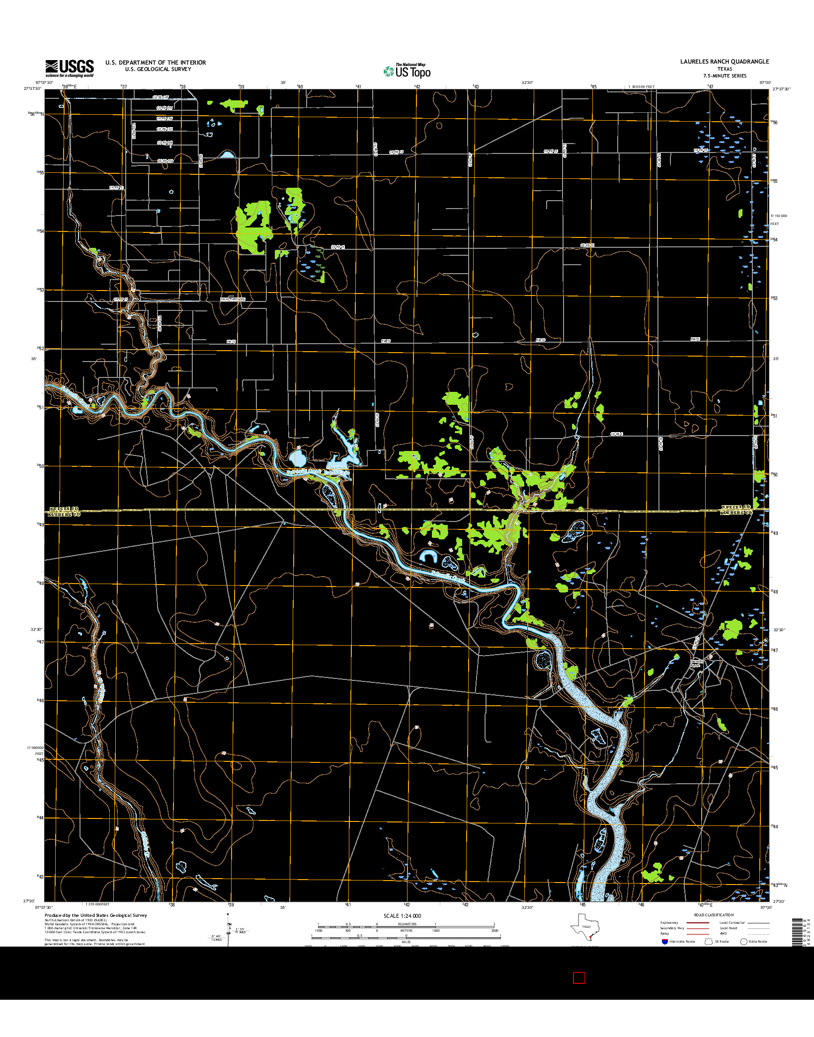 USGS US TOPO 7.5-MINUTE MAP FOR LAURELES RANCH, TX 2016
