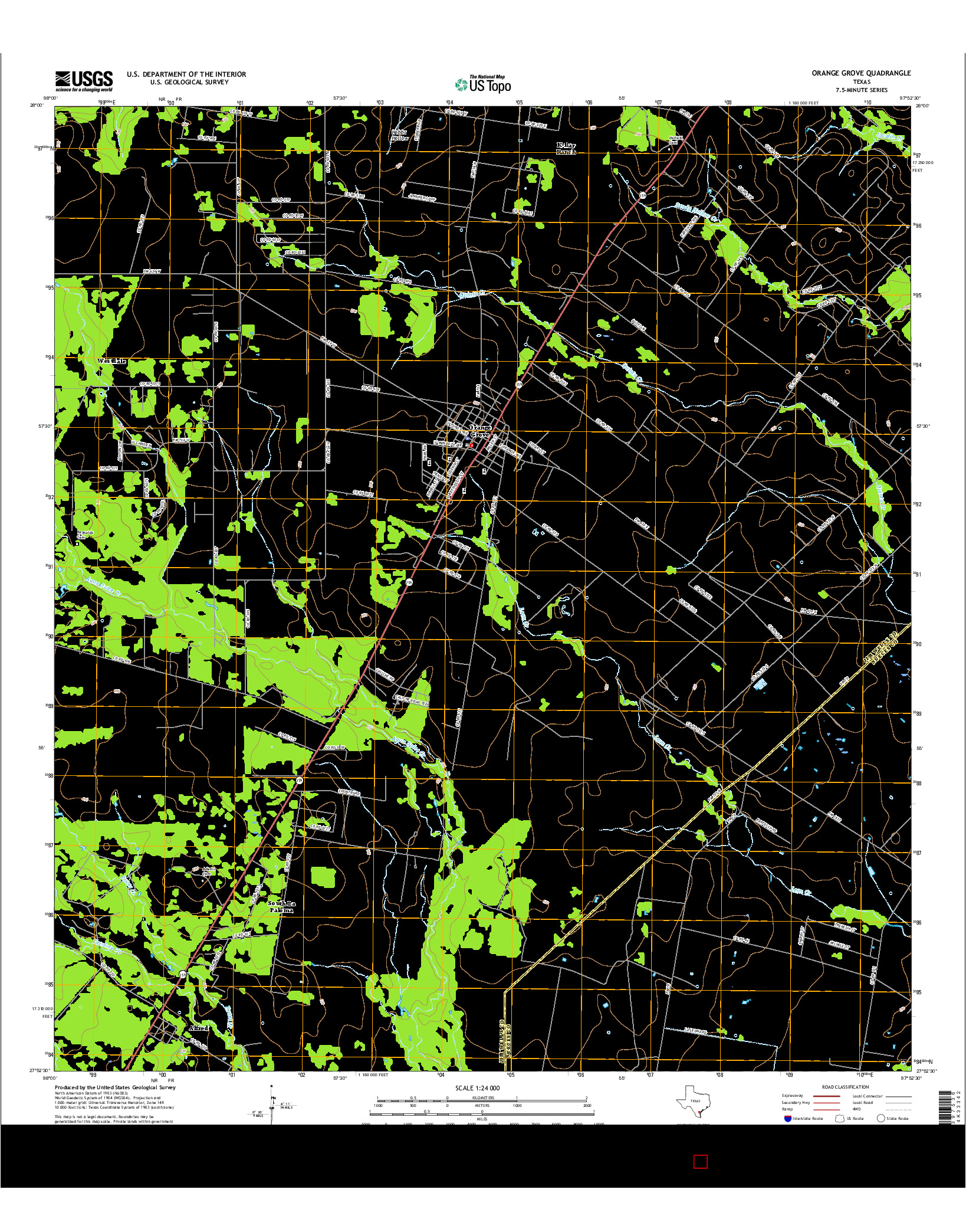 USGS US TOPO 7.5-MINUTE MAP FOR ORANGE GROVE, TX 2016
