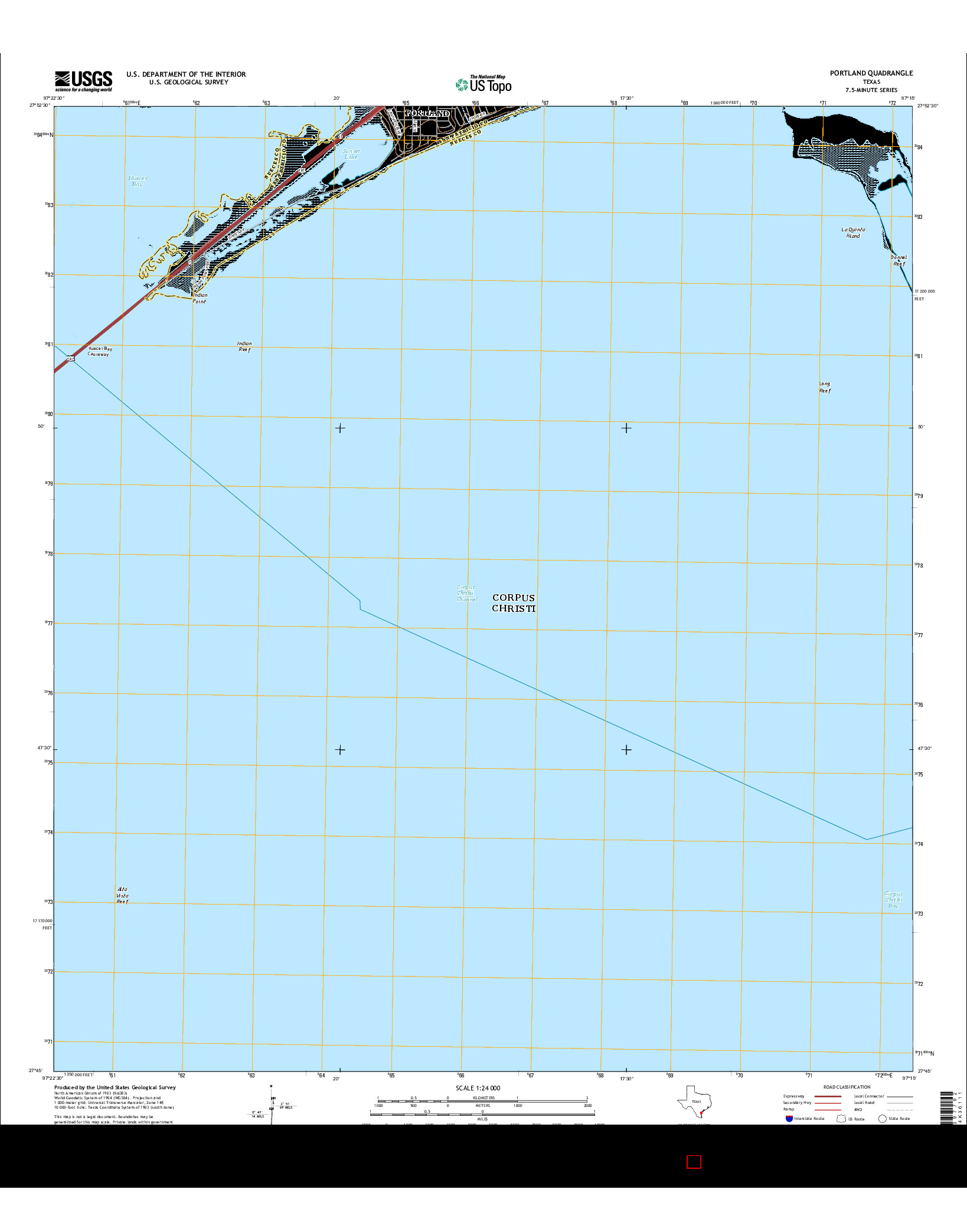 USGS US TOPO 7.5-MINUTE MAP FOR PORTLAND, TX 2016