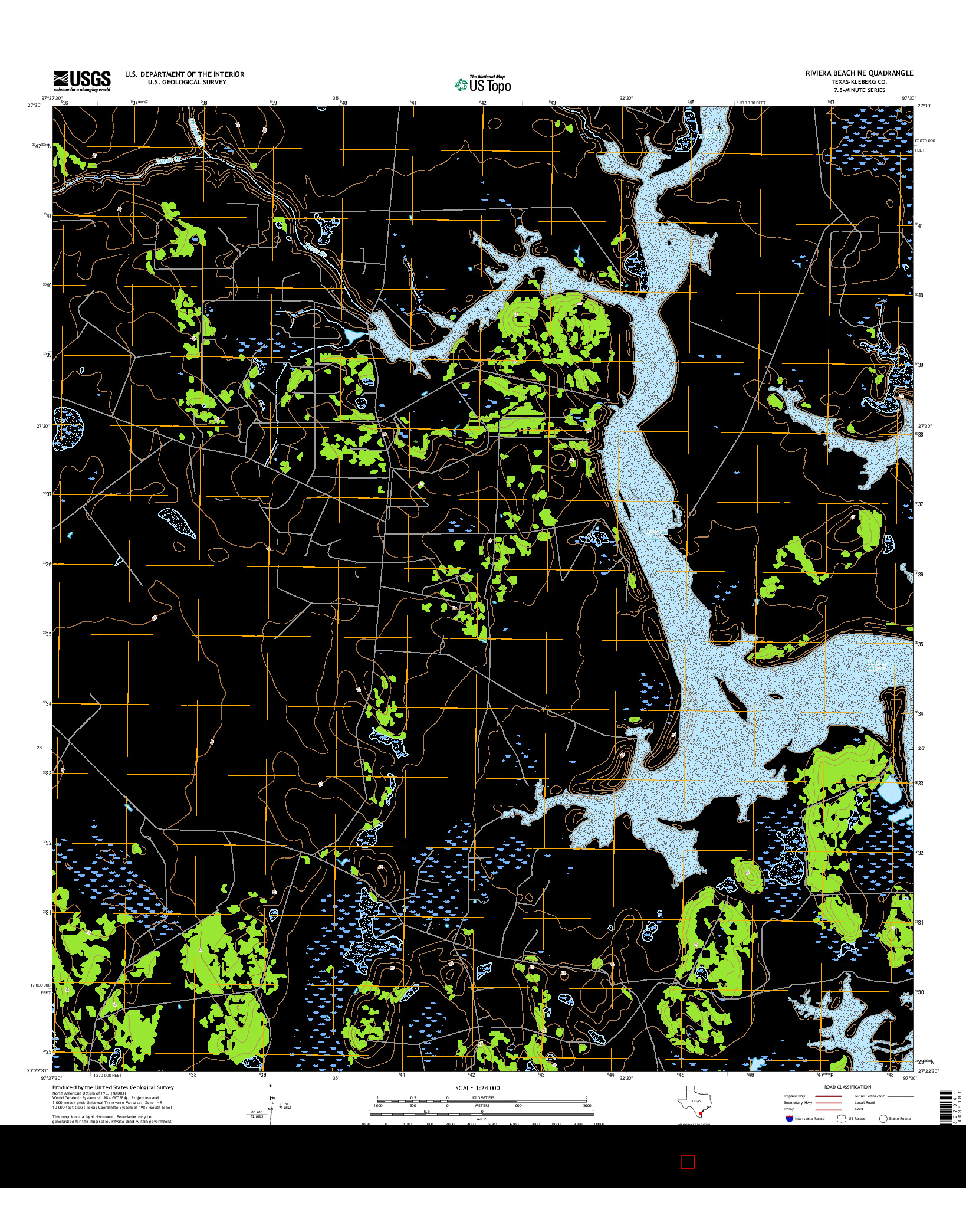 USGS US TOPO 7.5-MINUTE MAP FOR RIVIERA BEACH NE, TX 2016