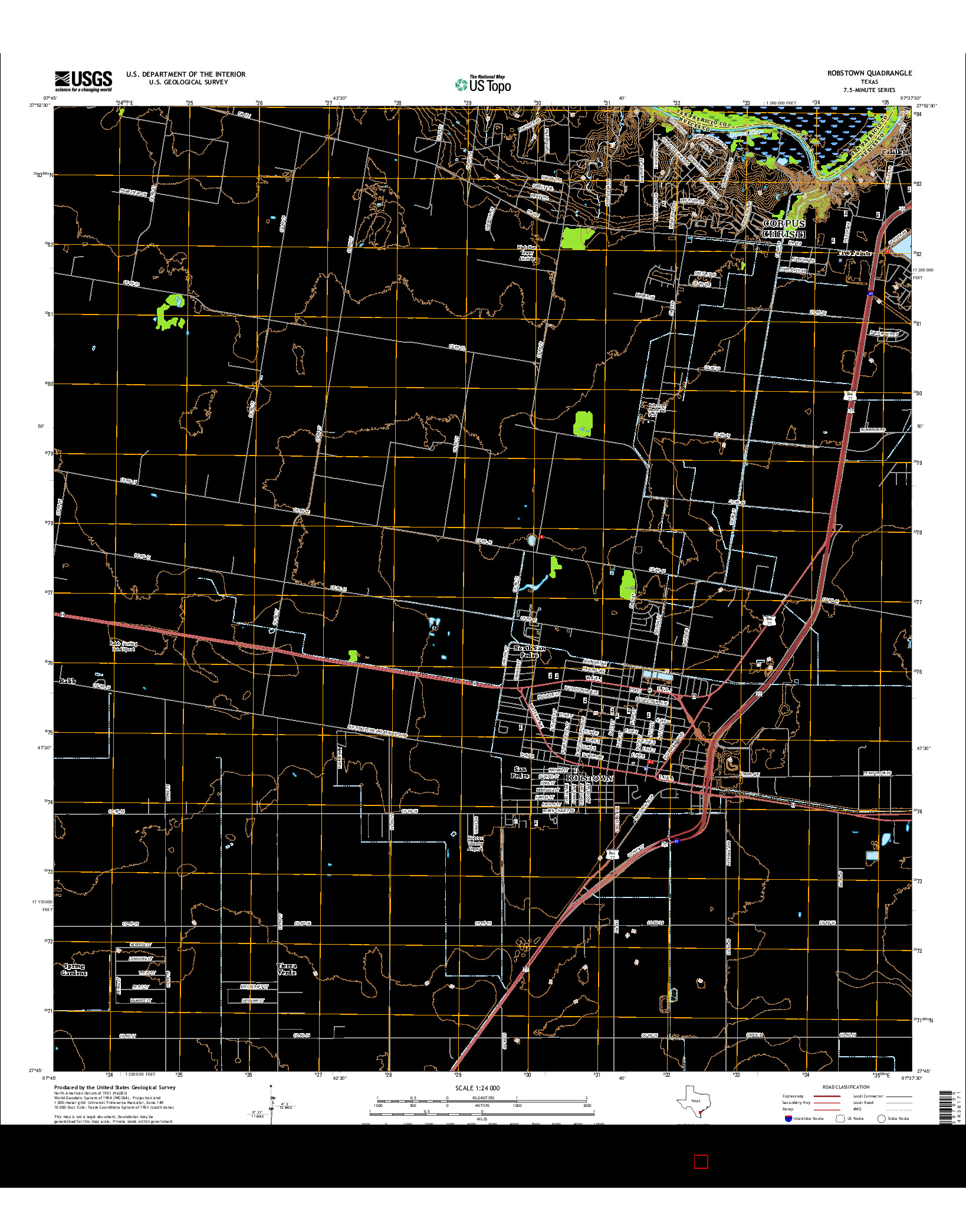 USGS US TOPO 7.5-MINUTE MAP FOR ROBSTOWN, TX 2016