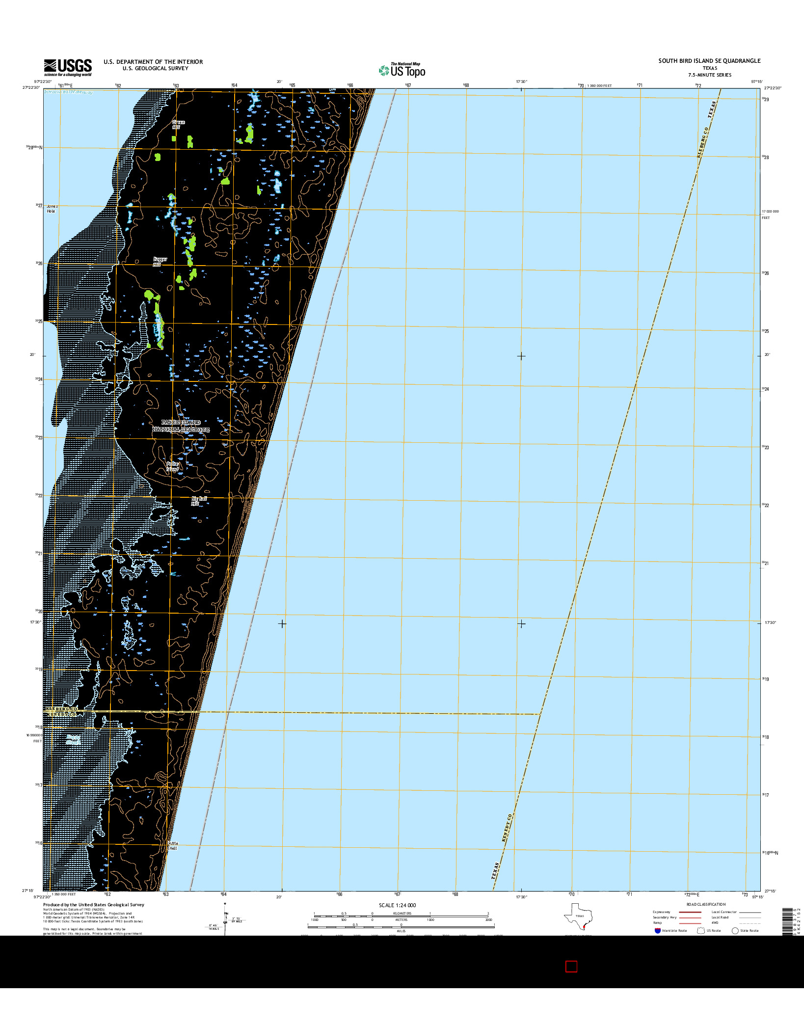 USGS US TOPO 7.5-MINUTE MAP FOR SOUTH BIRD ISLAND SE, TX 2016