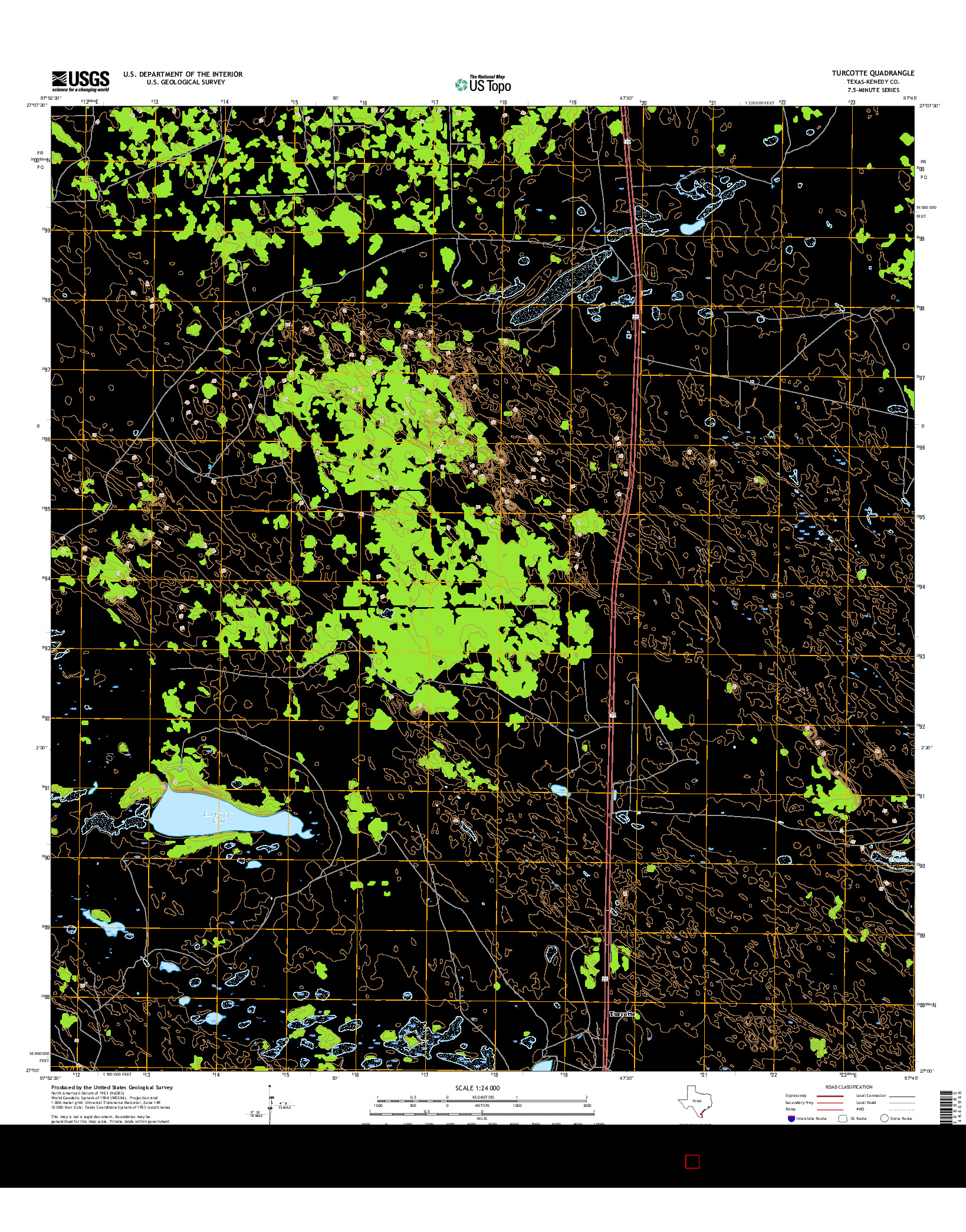 USGS US TOPO 7.5-MINUTE MAP FOR TURCOTTE, TX 2016