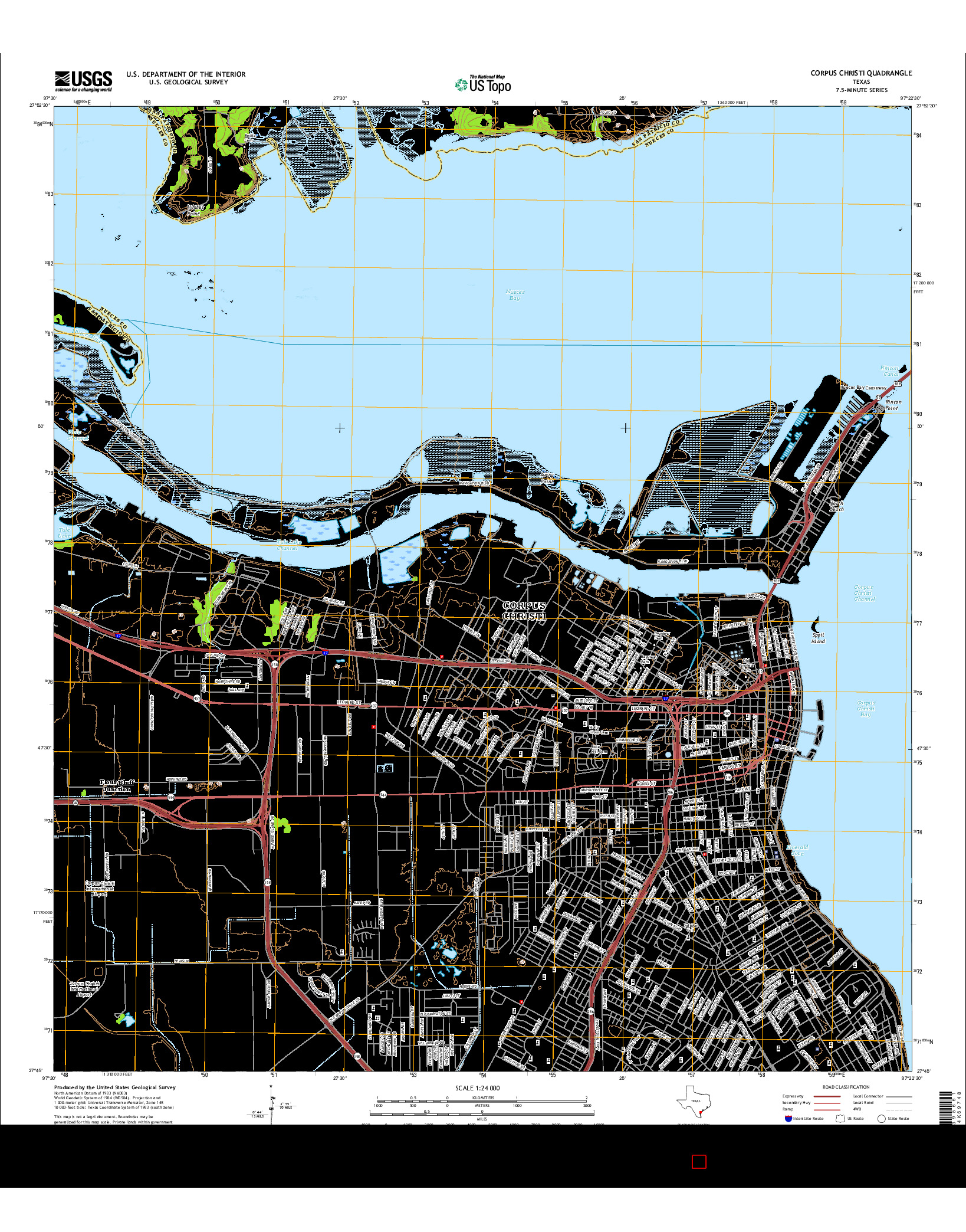 USGS US TOPO 7.5-MINUTE MAP FOR CORPUS CHRISTI, TX 2016