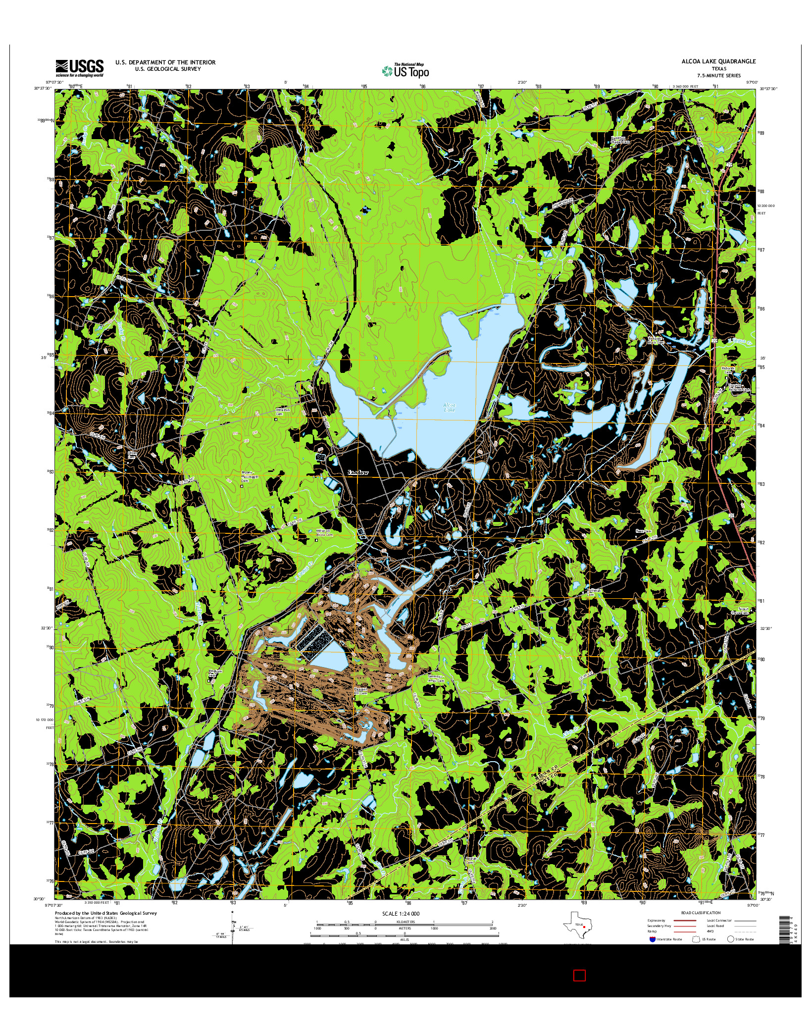 USGS US TOPO 7.5-MINUTE MAP FOR ALCOA LAKE, TX 2016