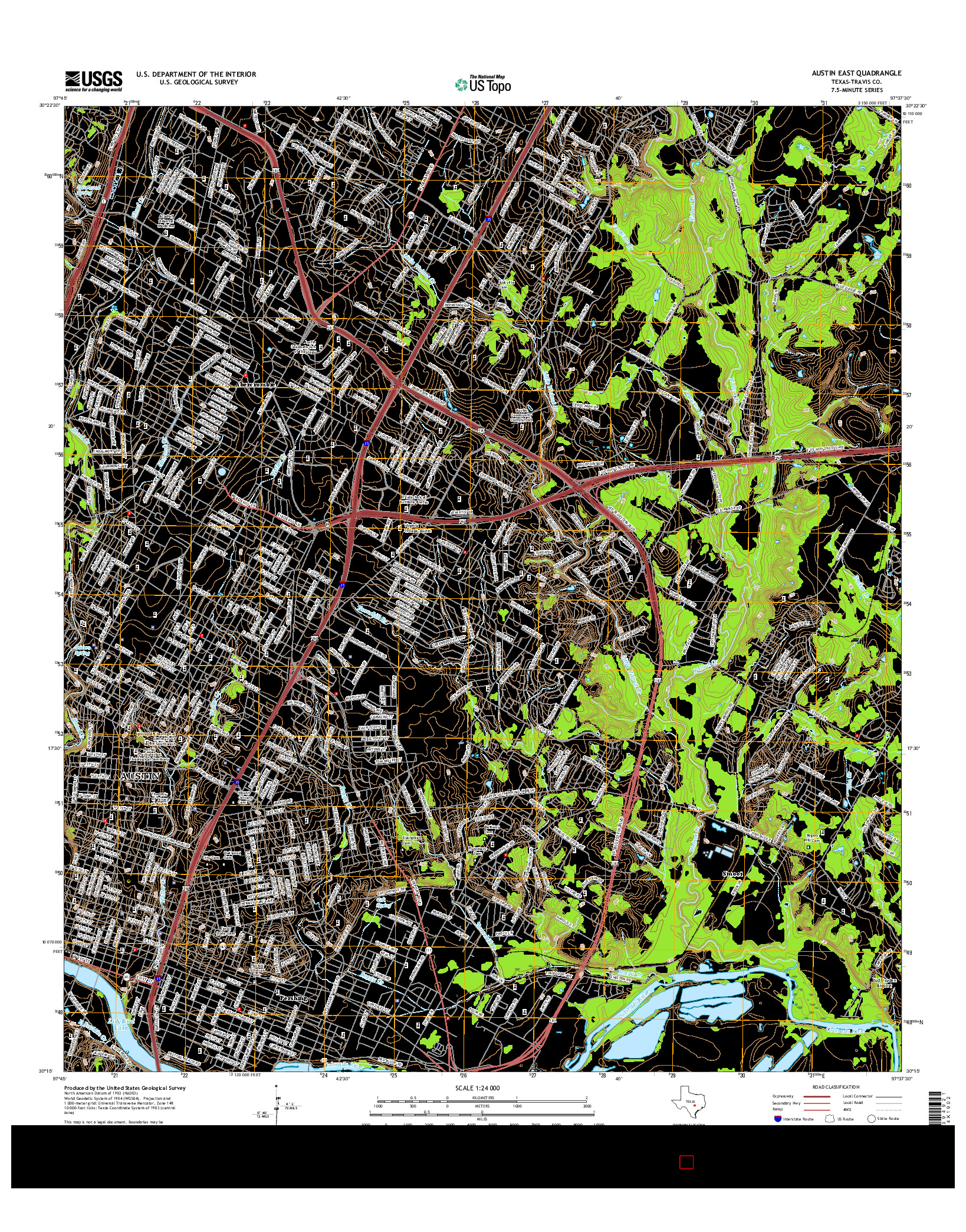 USGS US TOPO 7.5-MINUTE MAP FOR AUSTIN EAST, TX 2016