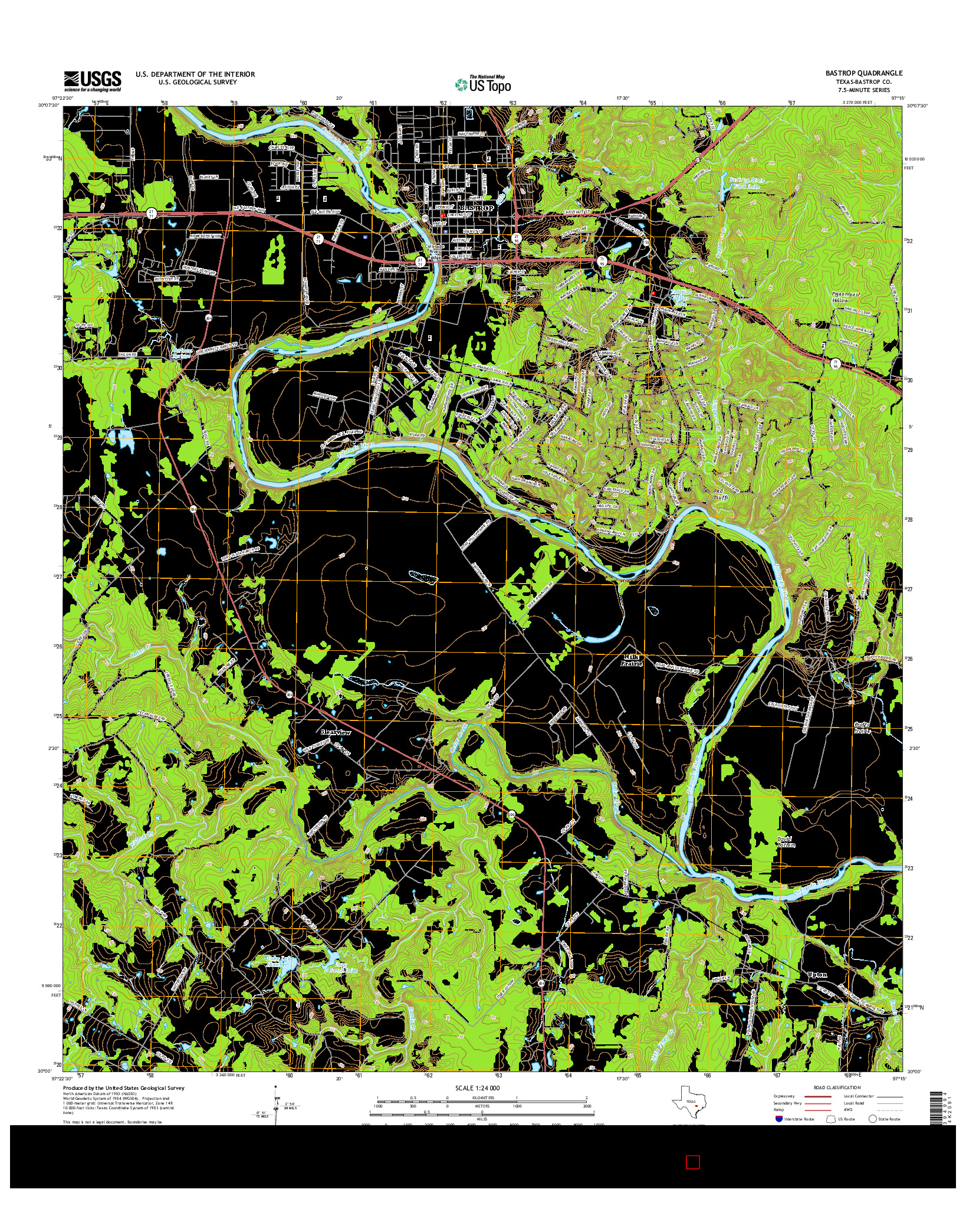 USGS US TOPO 7.5-MINUTE MAP FOR BASTROP, TX 2016