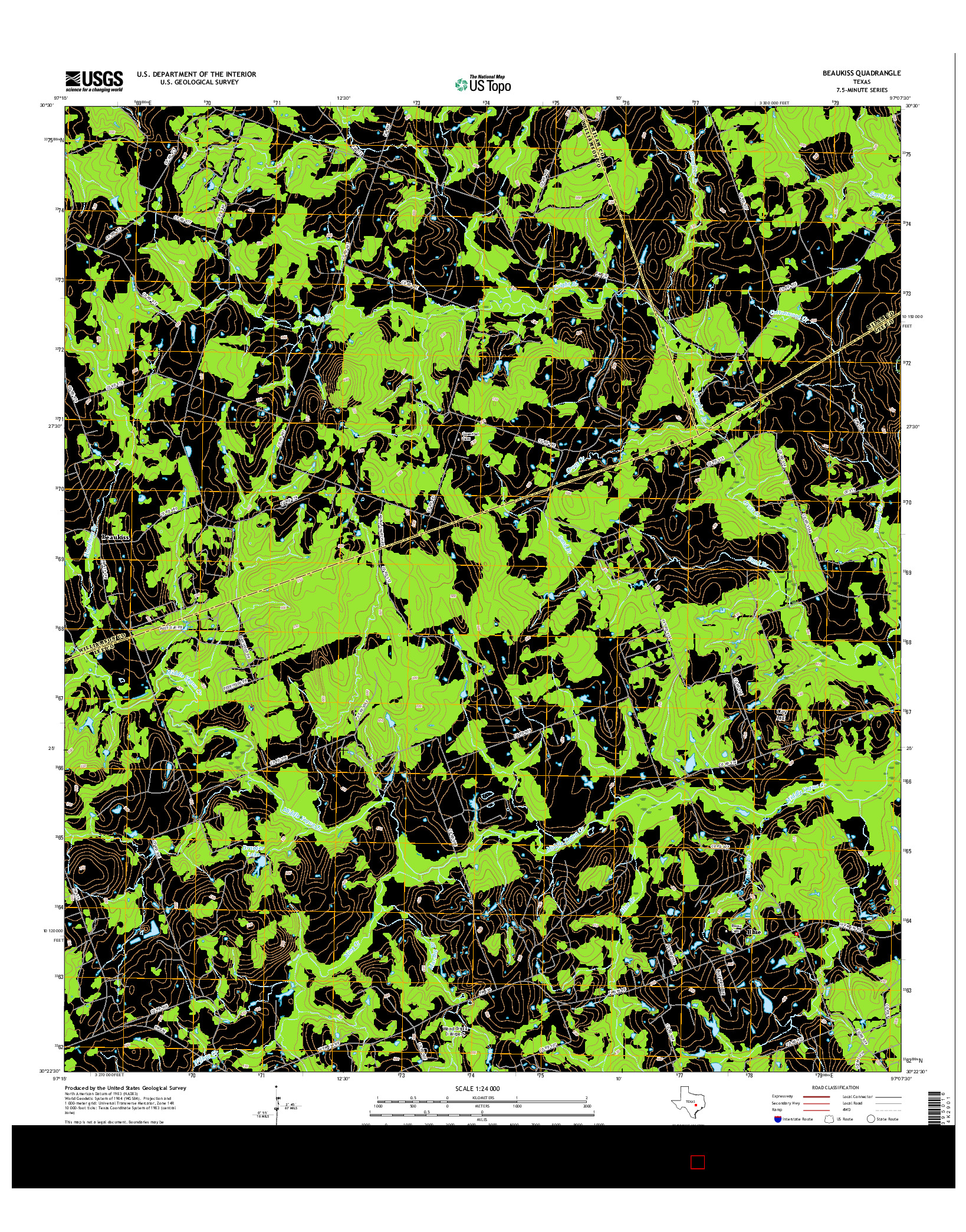 USGS US TOPO 7.5-MINUTE MAP FOR BEAUKISS, TX 2016