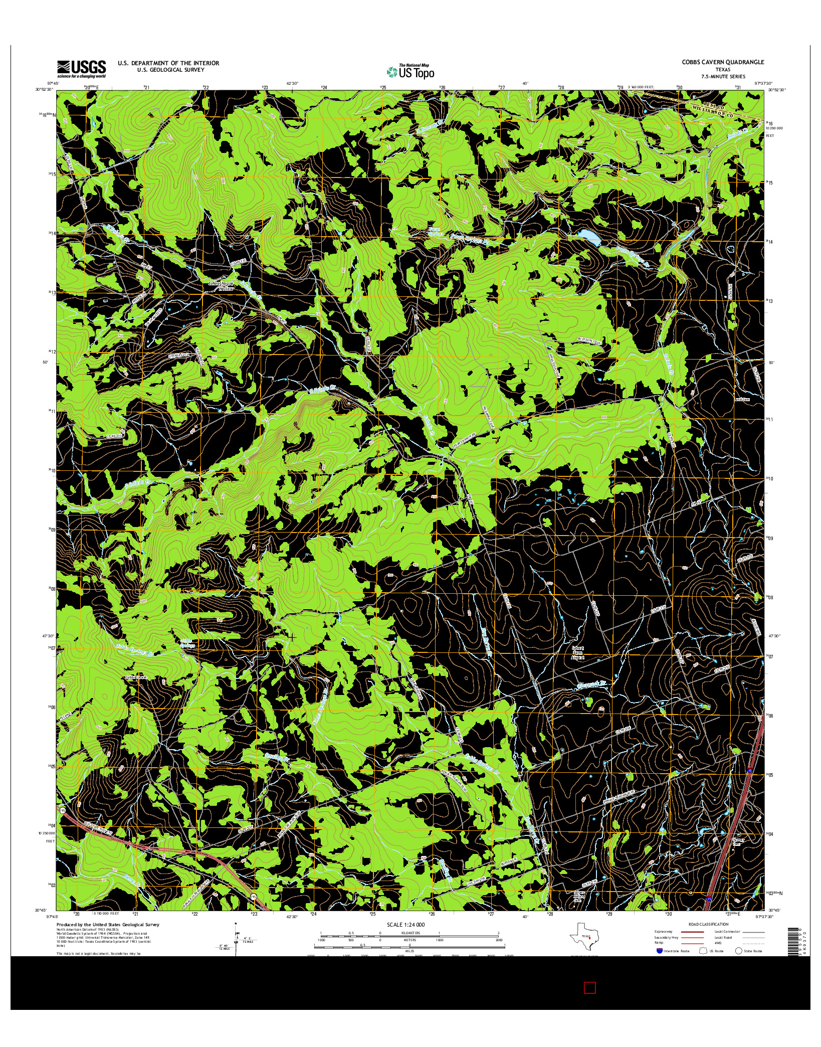 USGS US TOPO 7.5-MINUTE MAP FOR COBBS CAVERN, TX 2016