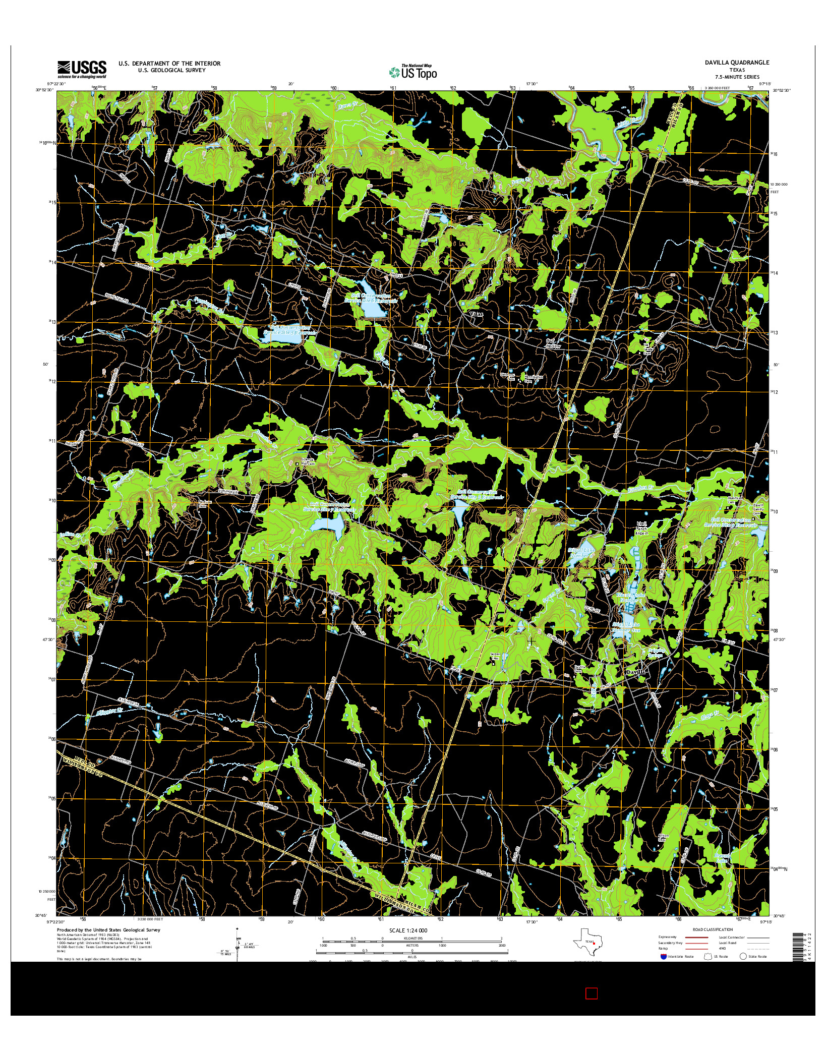 USGS US TOPO 7.5-MINUTE MAP FOR DAVILLA, TX 2016