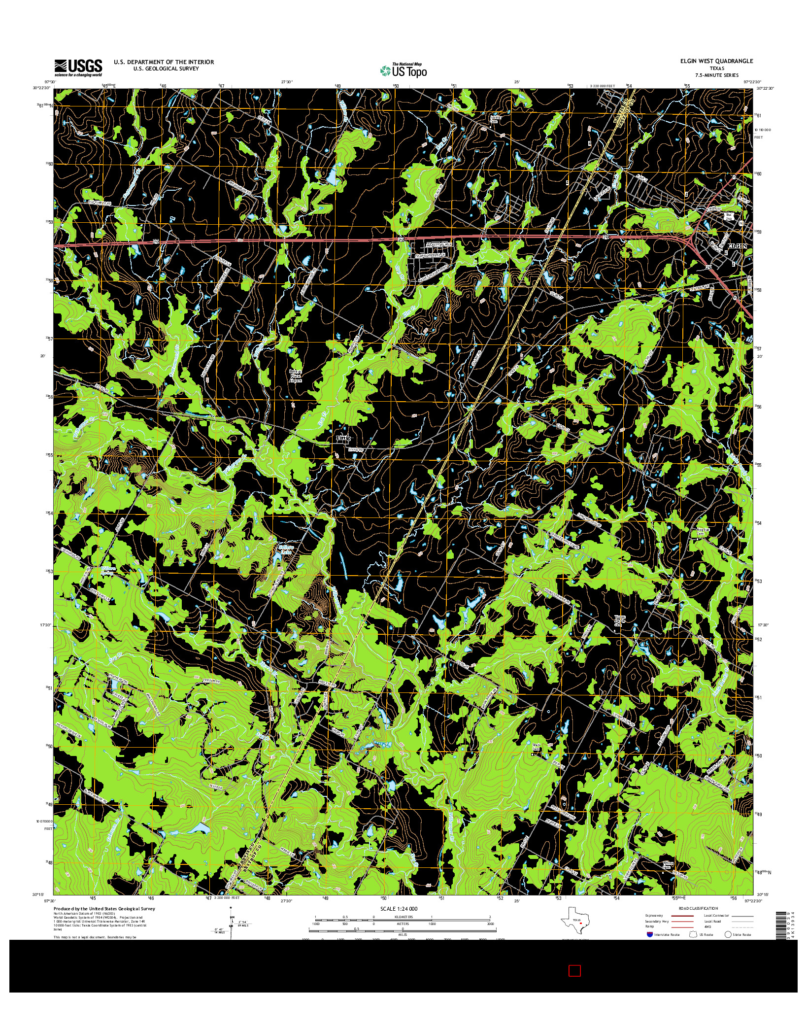 USGS US TOPO 7.5-MINUTE MAP FOR ELGIN WEST, TX 2016