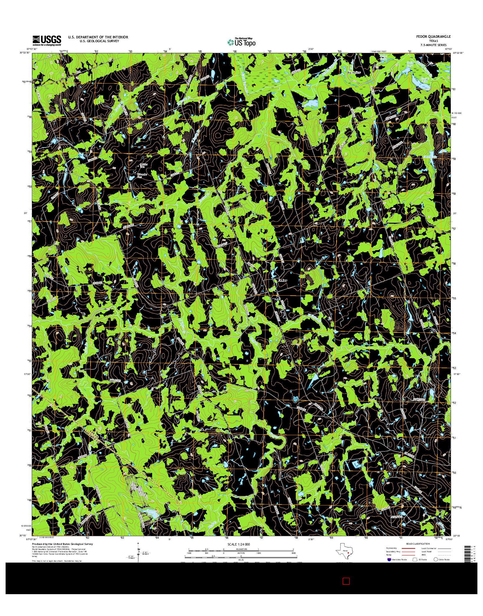 USGS US TOPO 7.5-MINUTE MAP FOR FEDOR, TX 2016