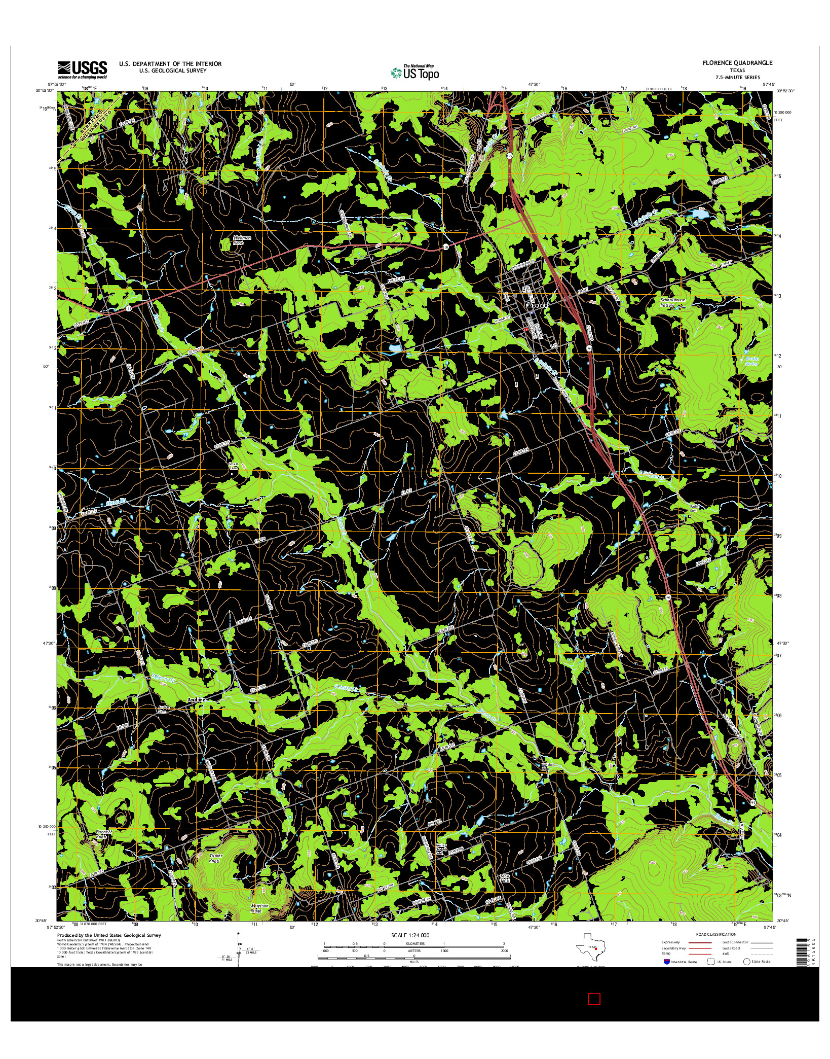 USGS US TOPO 7.5-MINUTE MAP FOR FLORENCE, TX 2016