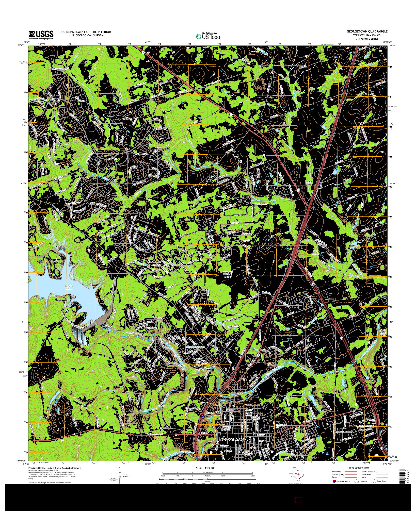 USGS US TOPO 7.5-MINUTE MAP FOR GEORGETOWN, TX 2016