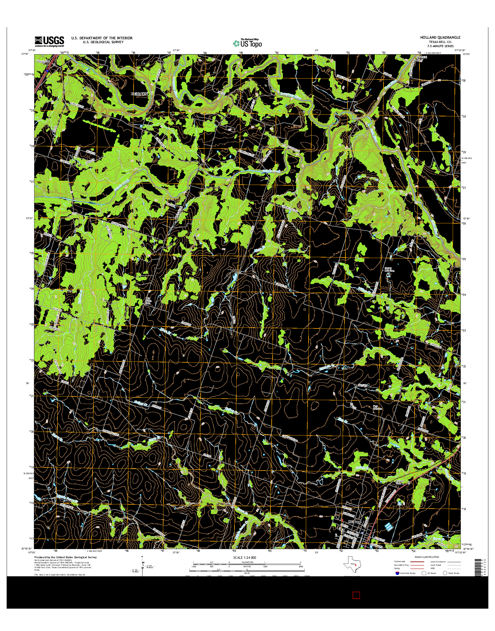 USGS US TOPO 7.5-MINUTE MAP FOR HOLLAND, TX 2016