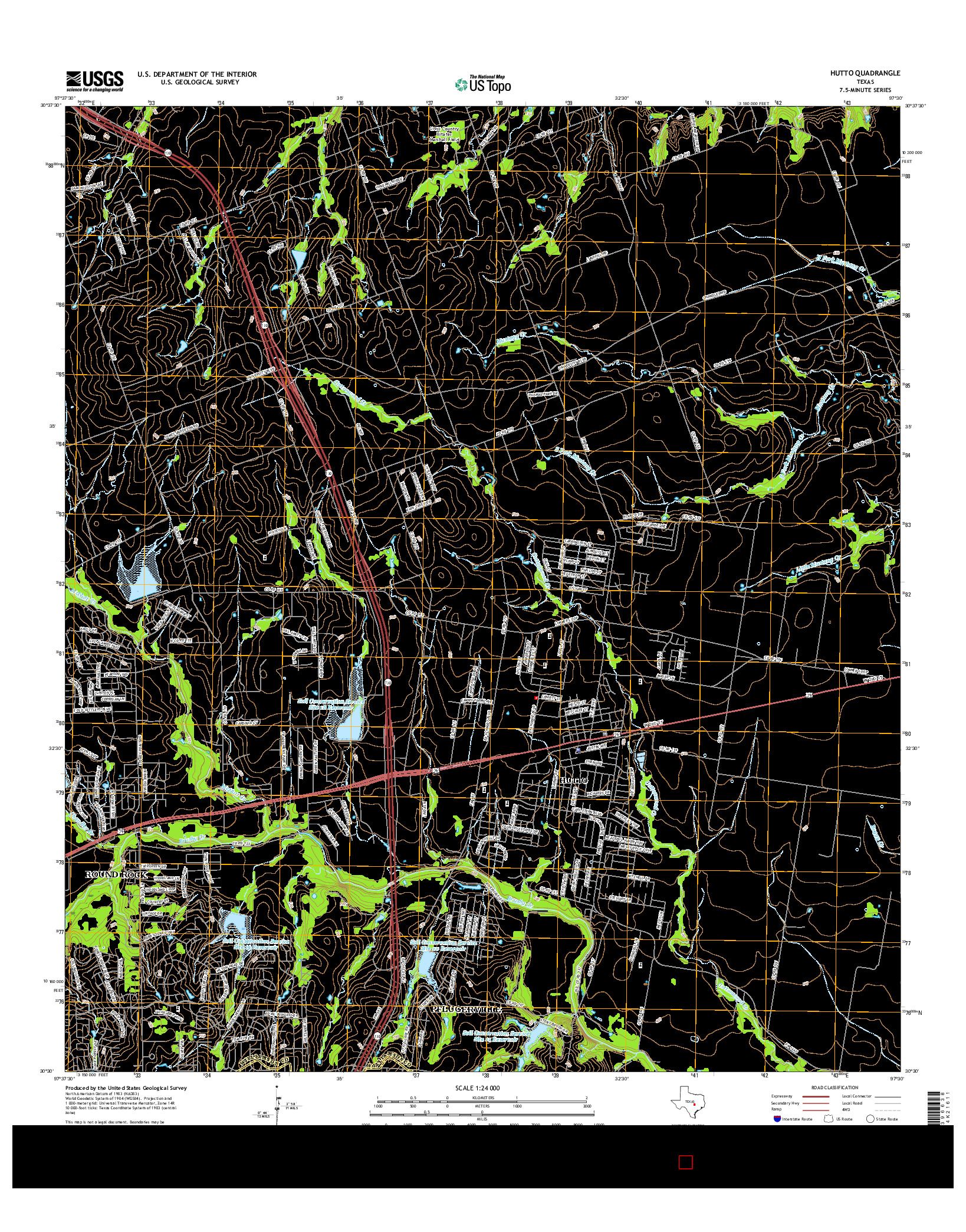 USGS US TOPO 7.5-MINUTE MAP FOR HUTTO, TX 2016