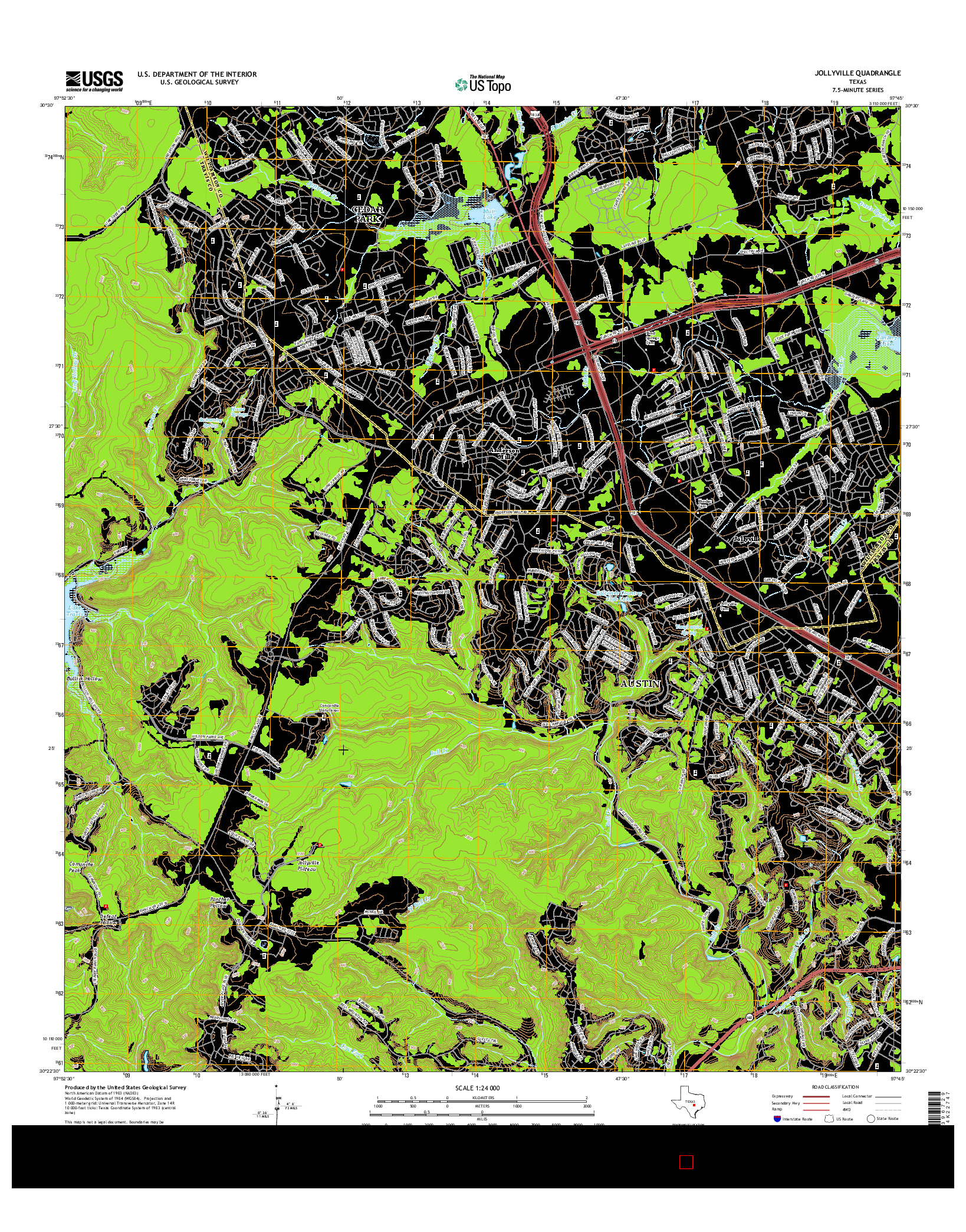 USGS US TOPO 7.5-MINUTE MAP FOR JOLLYVILLE, TX 2016